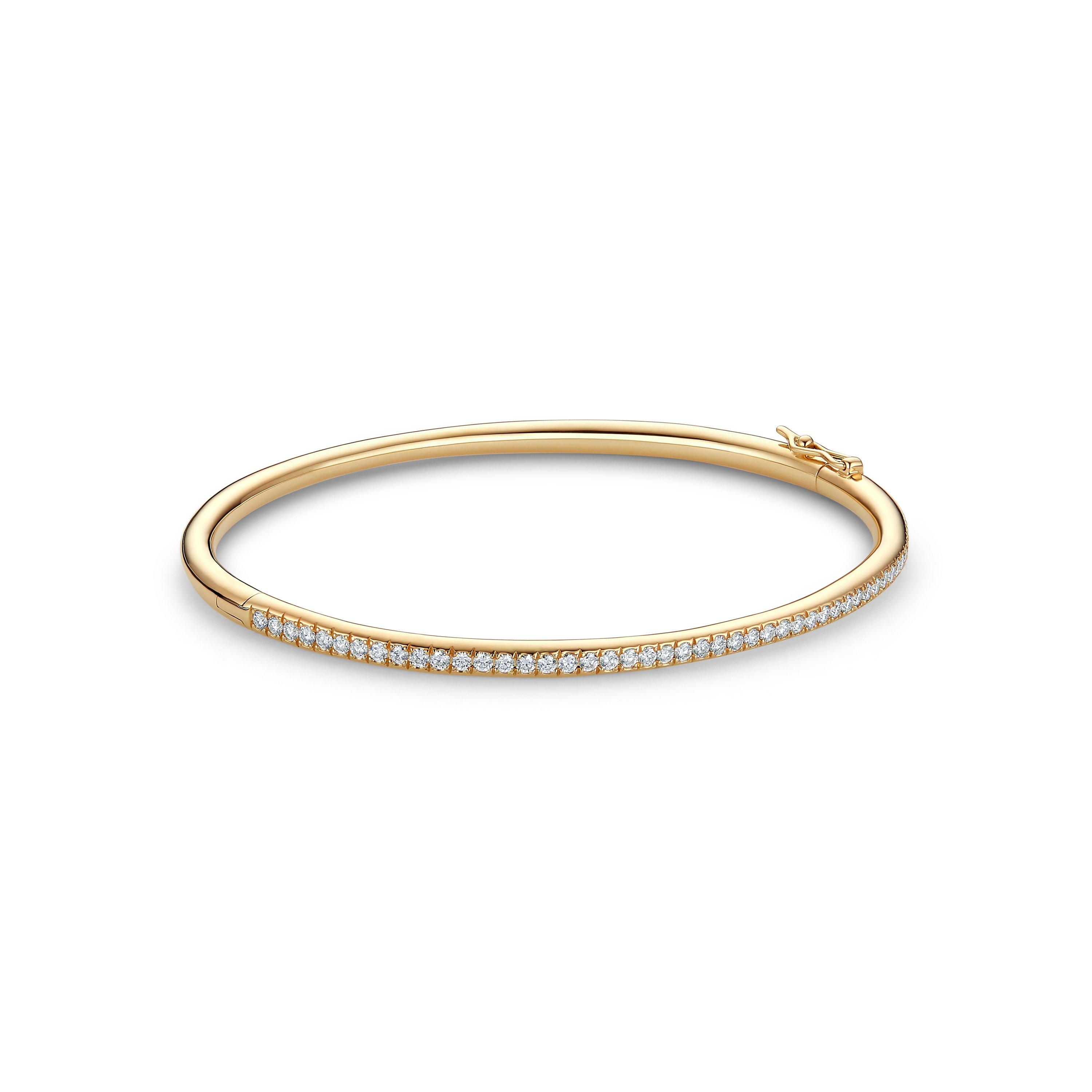 Tiffany Metro Bangle Bracelet in 18K Gold with Diamonds