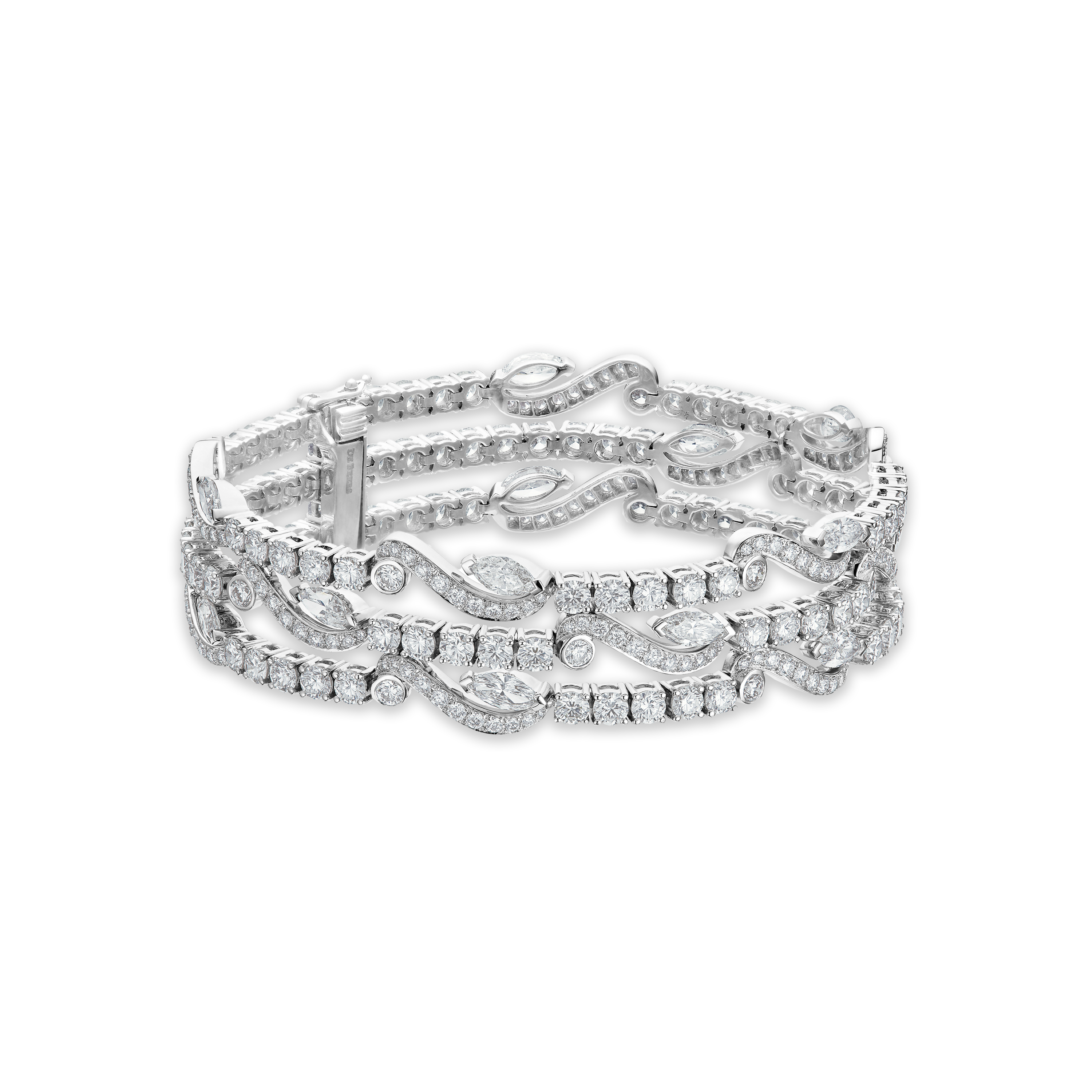 Bracelet Adonis Rose Trois Rangs en Or Blanc Bracelet Adonis Rose Trois Rangs en Or Blanc, image 1