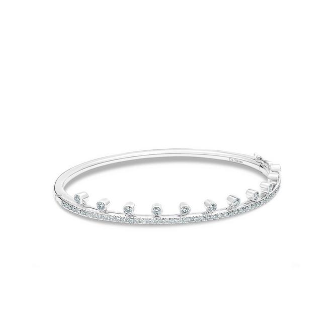 Dewdrop One Line Full Pave Bangle in white gold