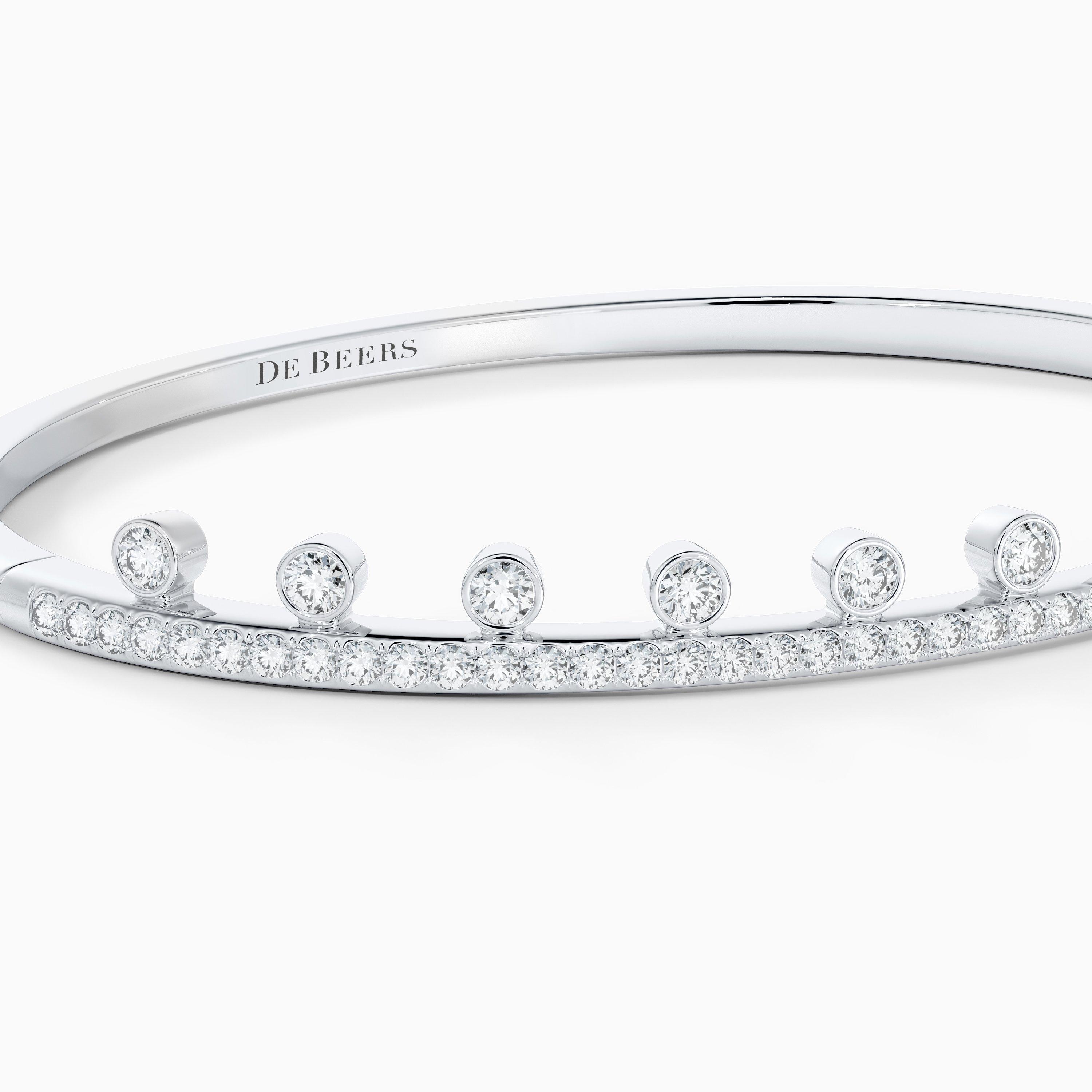 Dewdrop One Line Full Pave Bangle in white gold, image 4