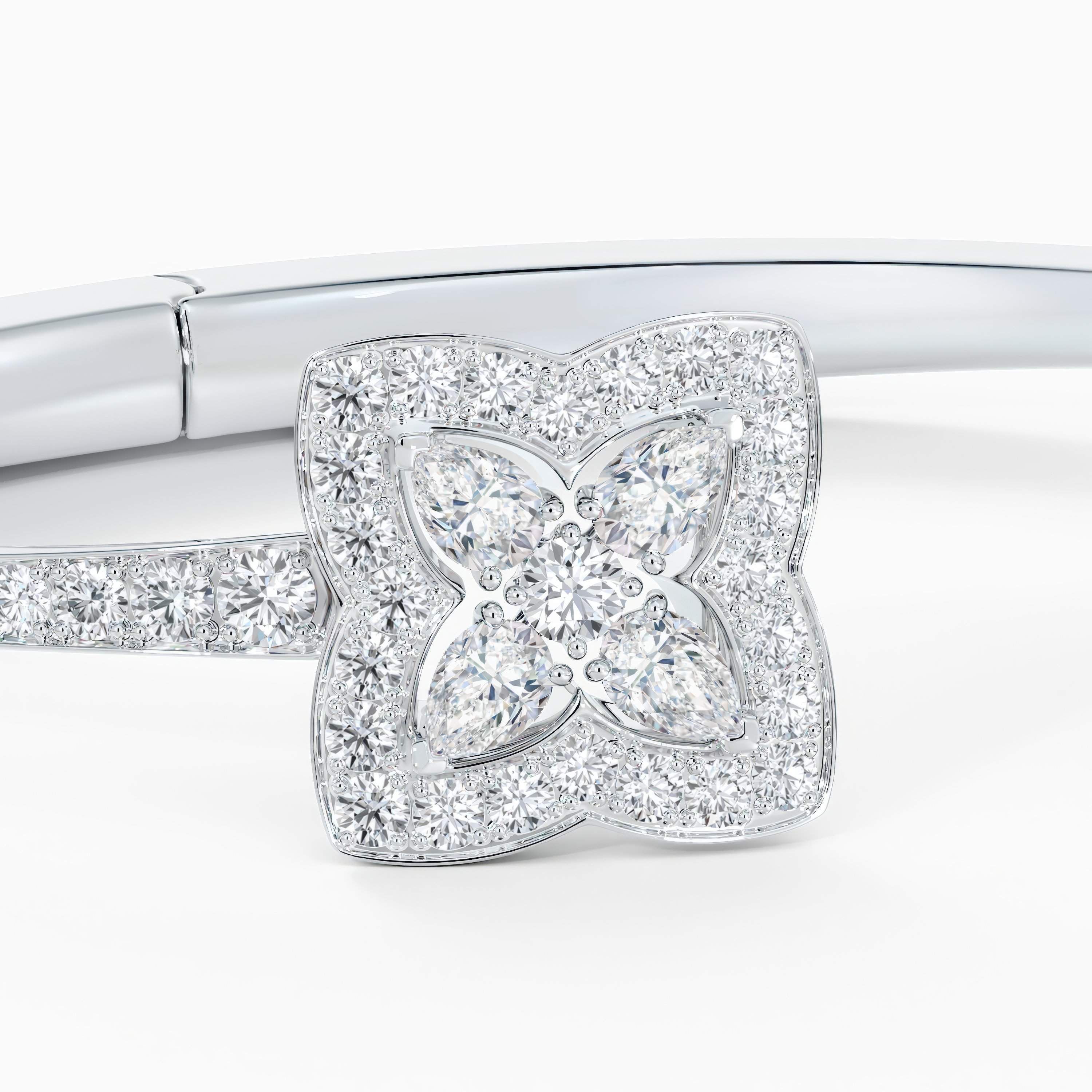 Enchanted Lotus open bangle in white gold Enchanted Lotus open bangle in white gold, image 4
