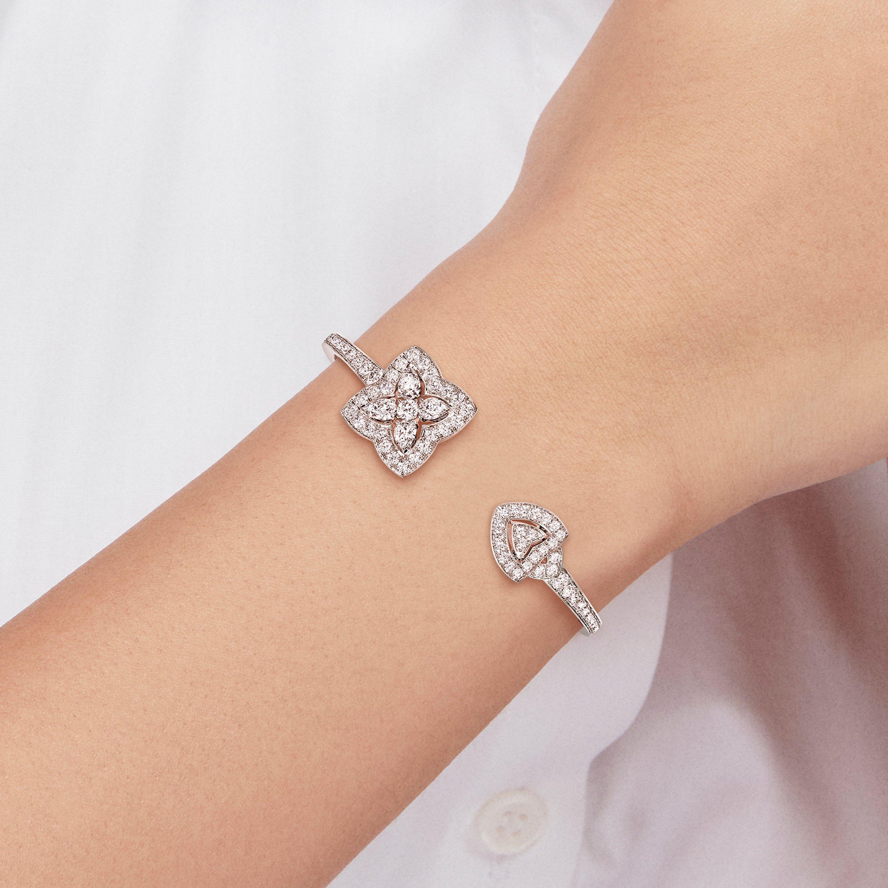 Bracelet Ouvert Enchanted Lotus en Or Blanc, image 3