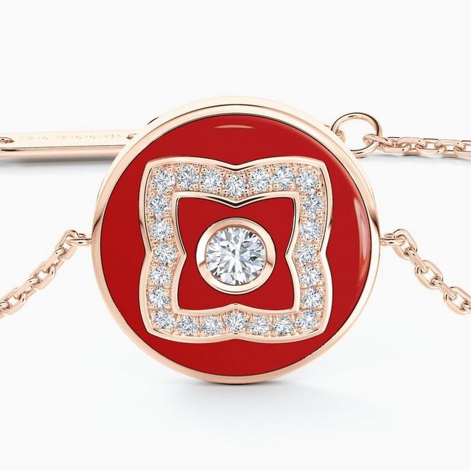 Bracelet Enchanted Lotus en or rose et émail rouge, image 1
