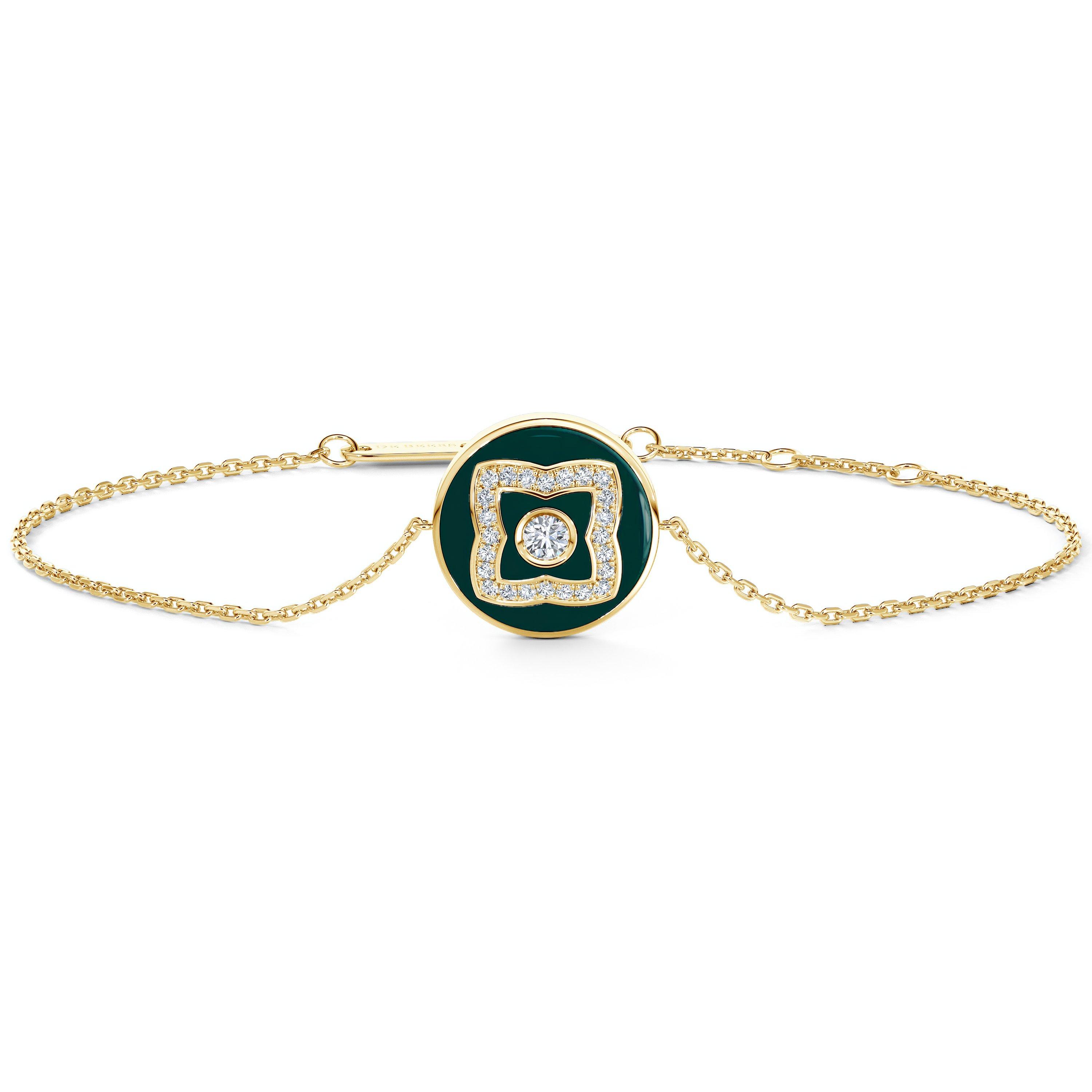 Bracelet Enchanted Lotus en Or Jaune et Émail Vert