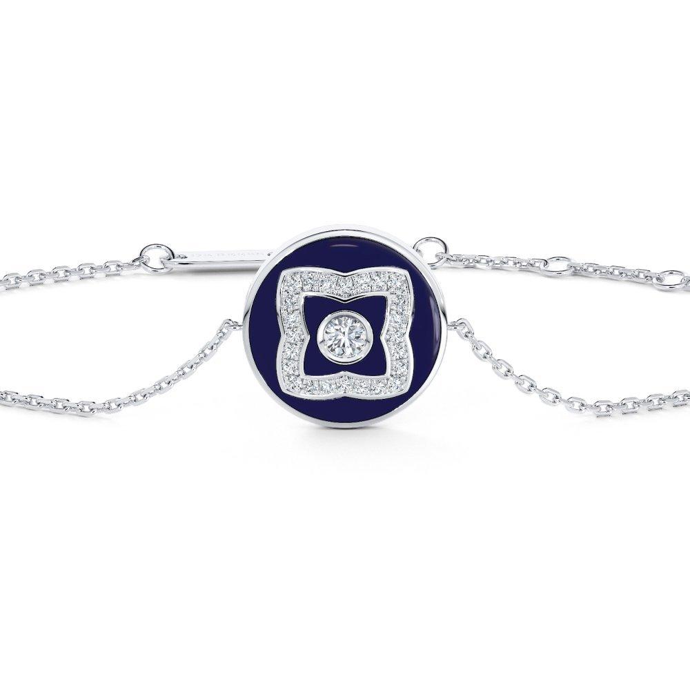 Bracelet Enchanted Lotus en or blanc et émail bleu