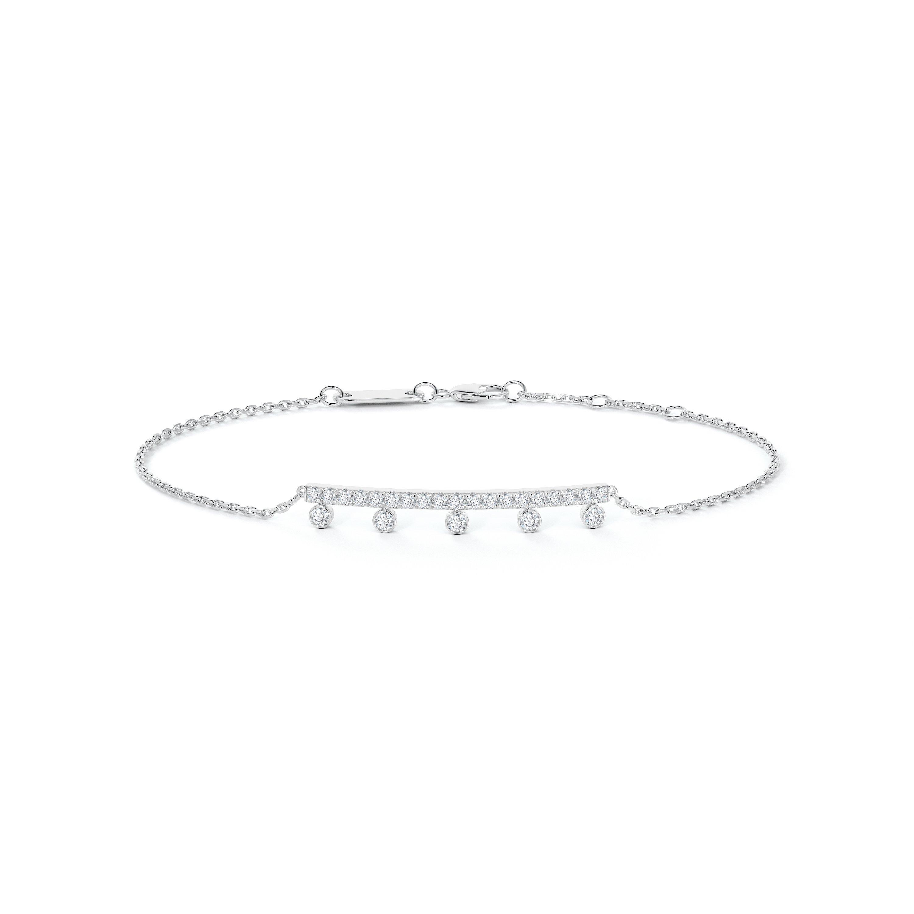 Dewdrop Line Bracelet on a Chain in White Gold