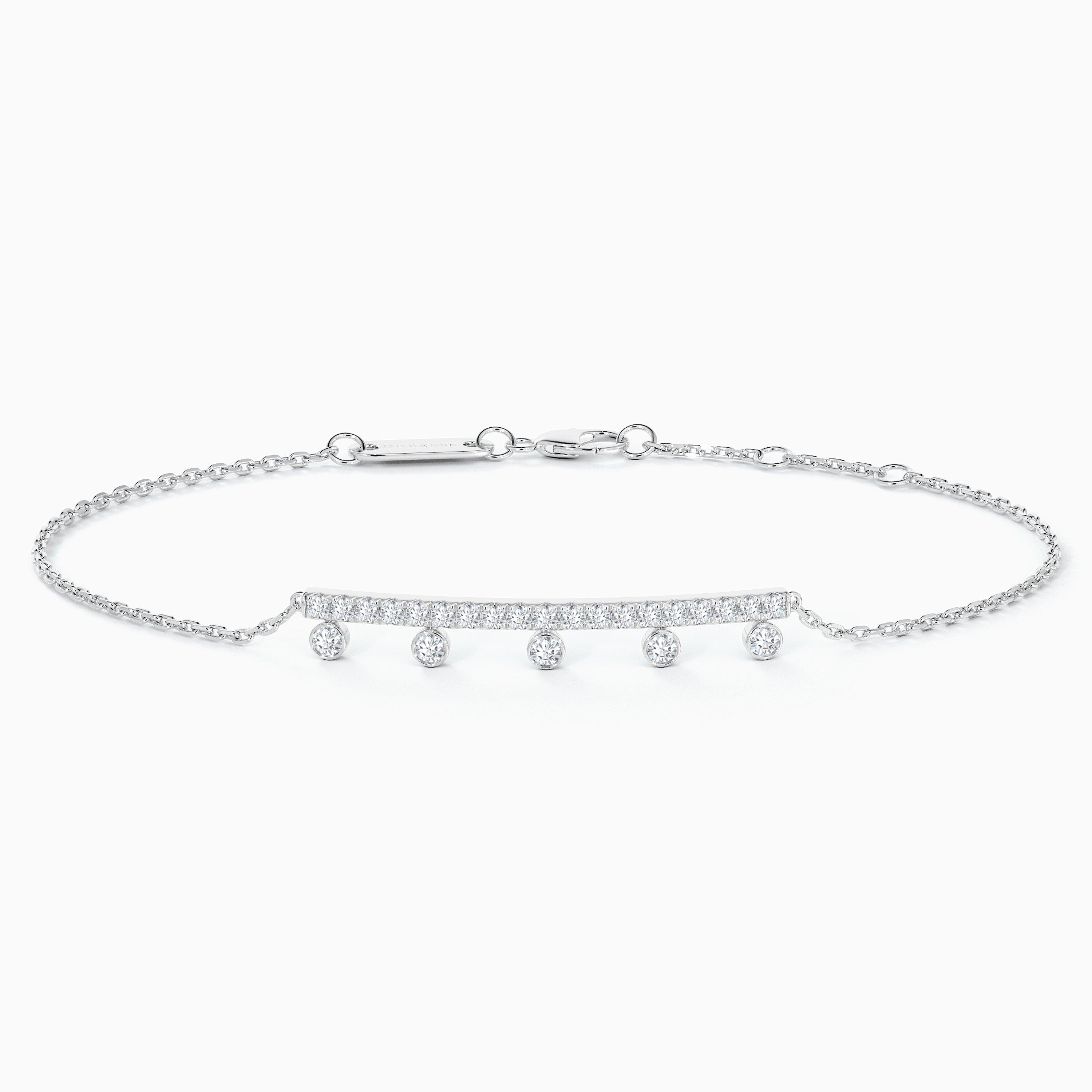 Dewdrop Line Bracelet on a Chain in White Gold, image 1