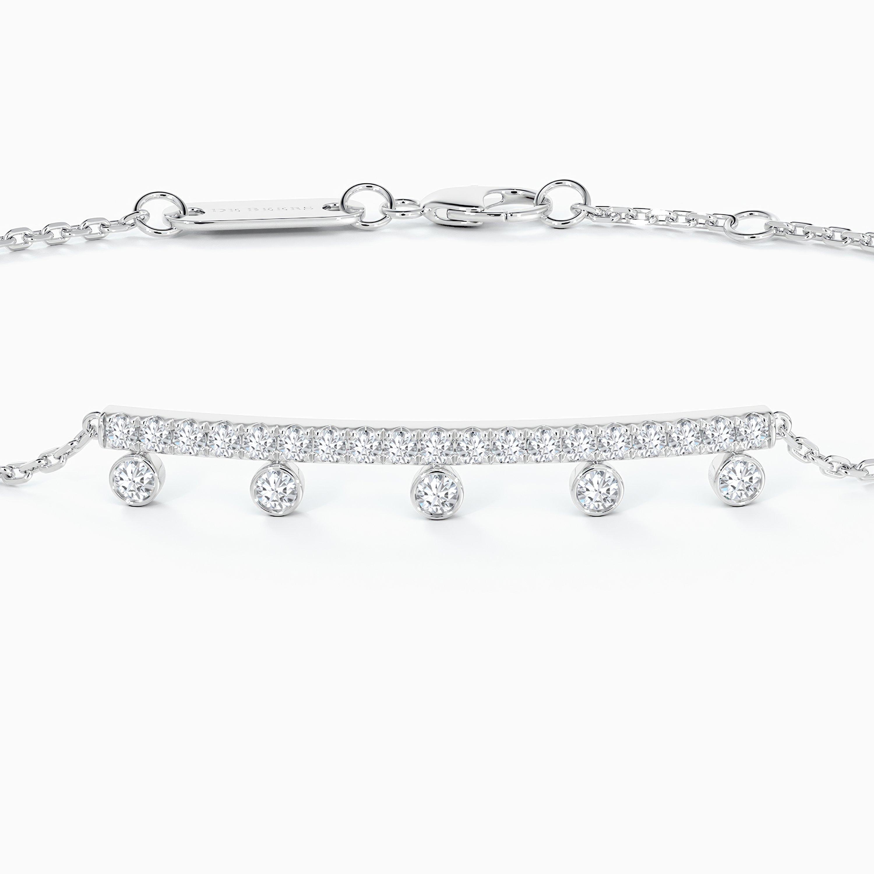 Dewdrop Line Bracelet on a Chain in White Gold, image 2