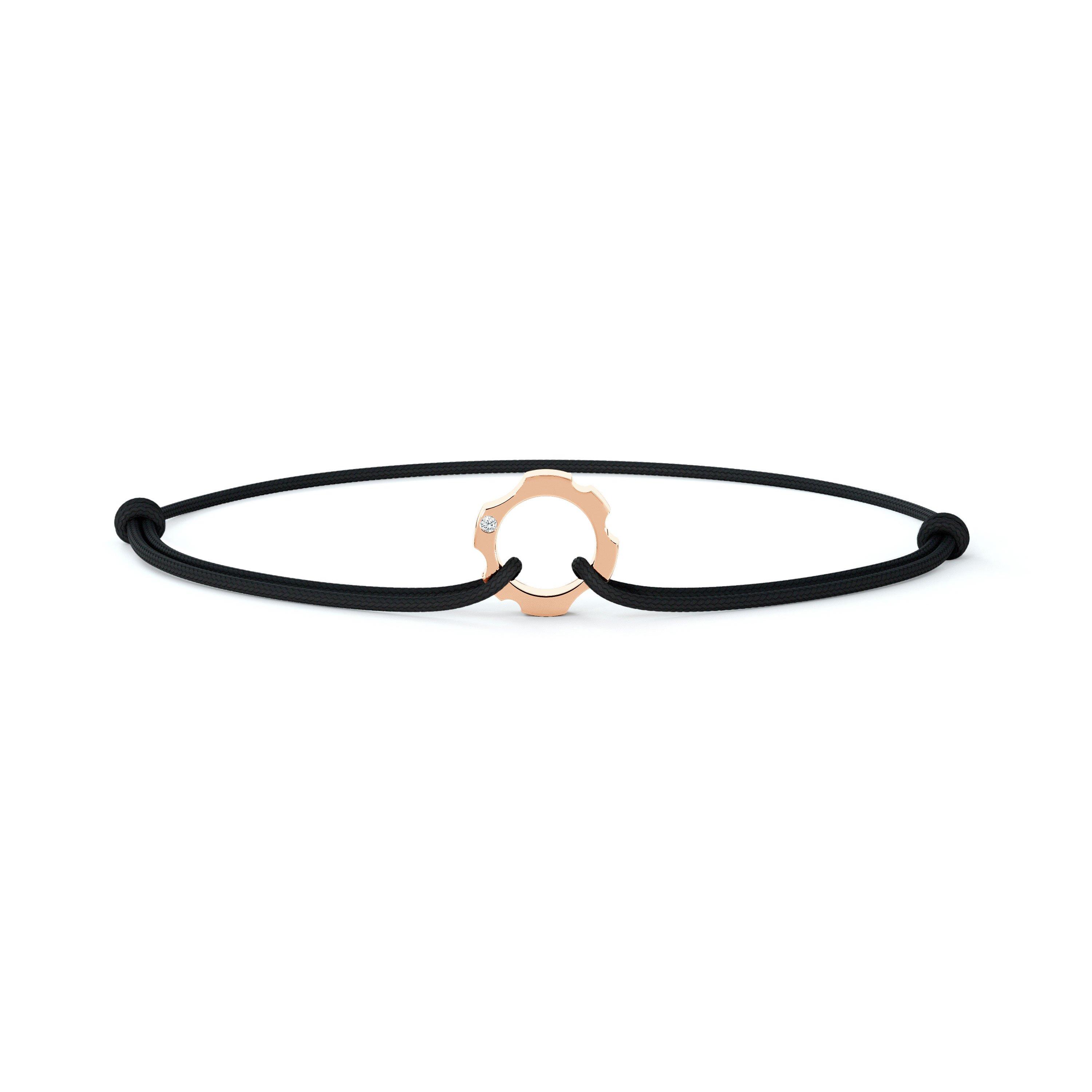 De Beers RVL Black Cord Bracelet in Rose Gold