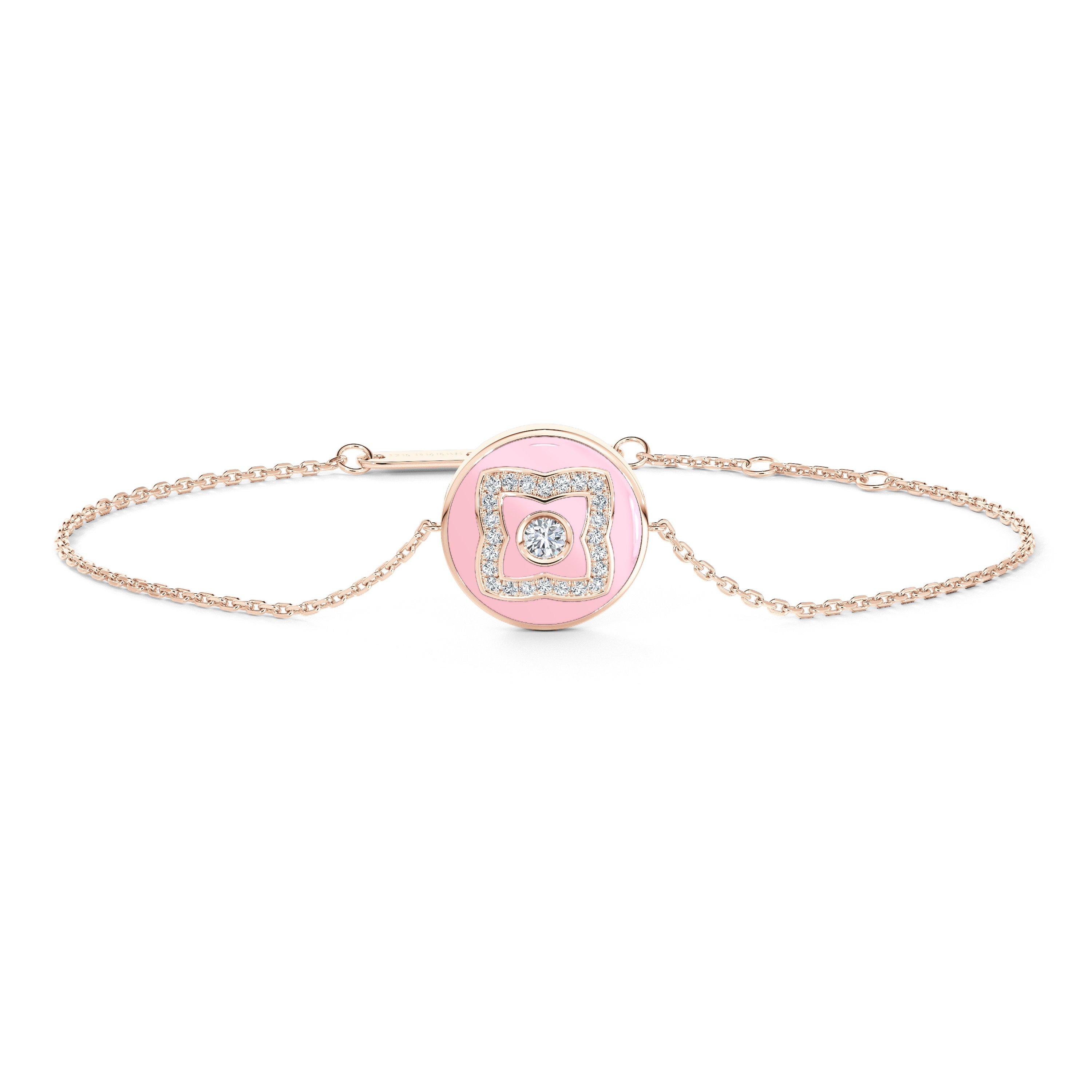 Bracelet Enchanted Lotus en or rose et émail rose