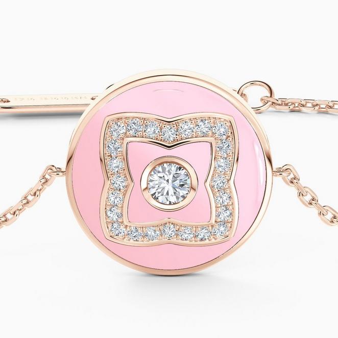 Enchanted Lotus bracelet in rose gold and pink enamel, image 1