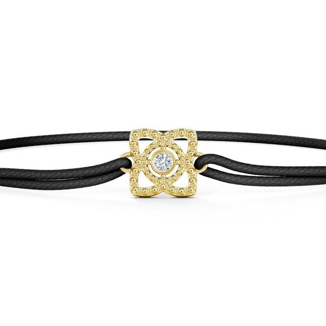 Bracelet cordon noir Enchanted Lotus