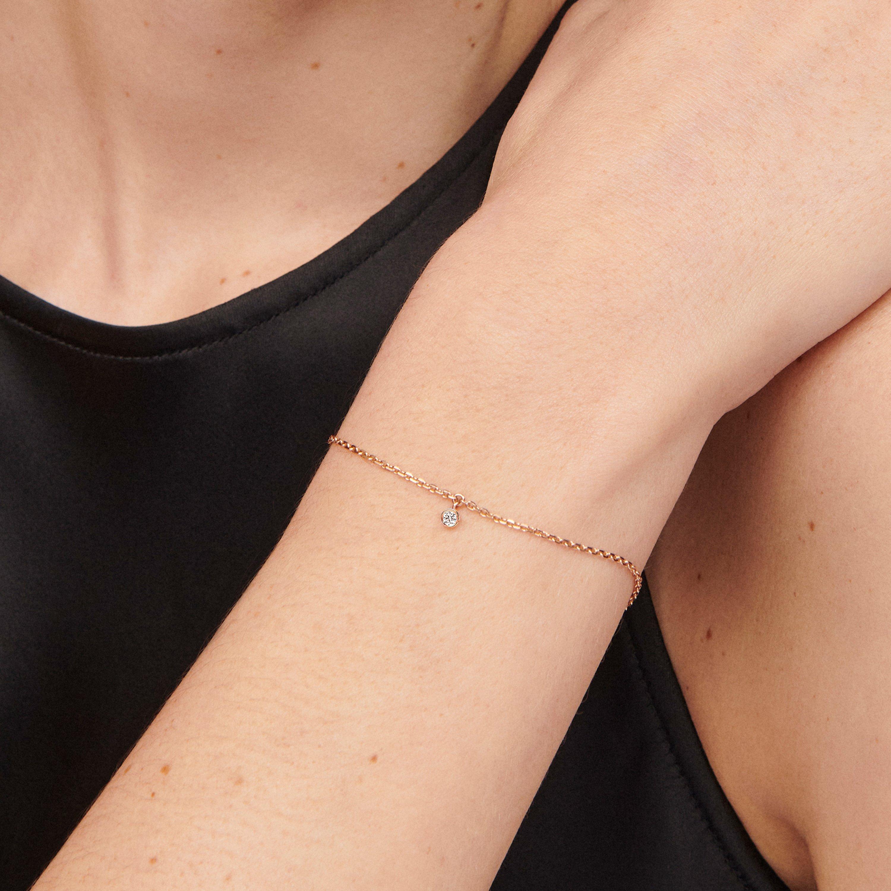 CLEA玫瑰金單鑽手鍊, image 5