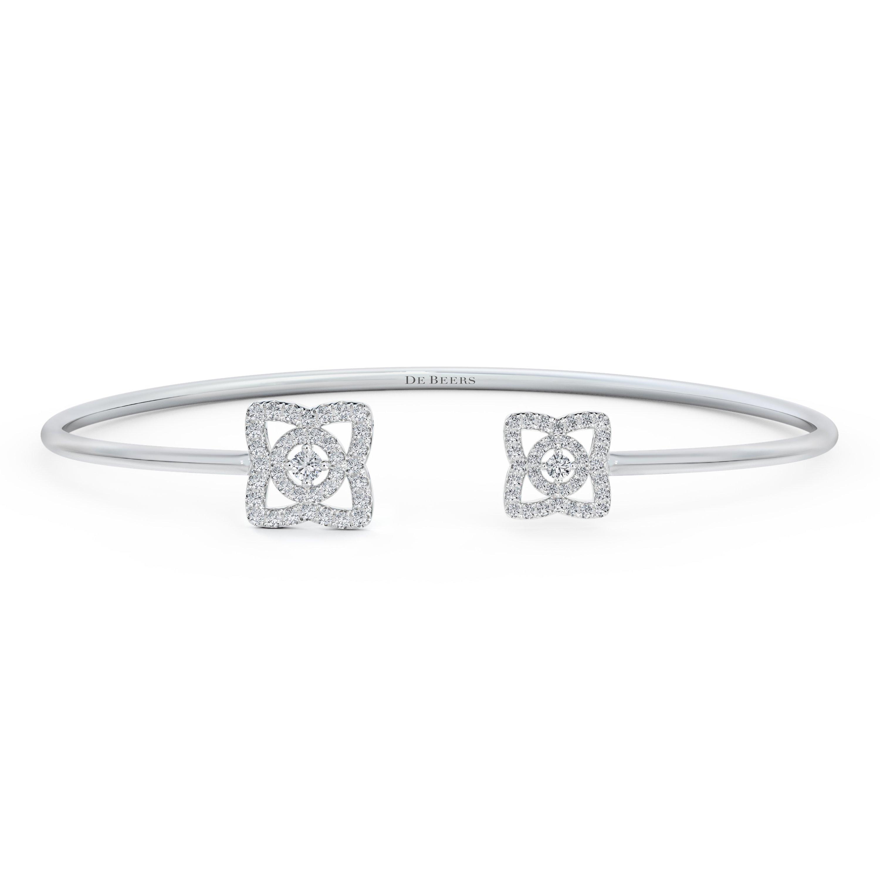 Enchanted Lotus Open Bangle in White Gold