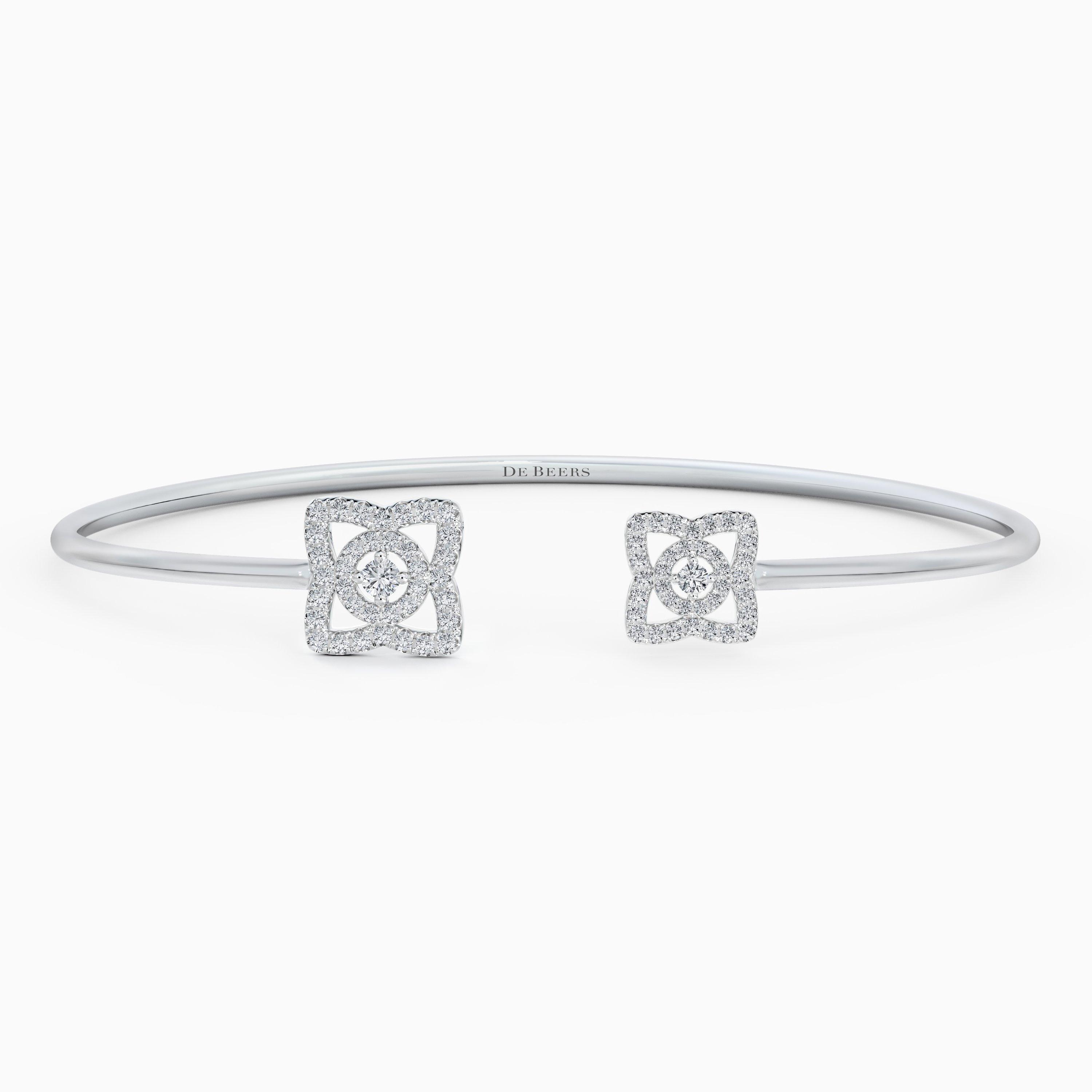 Enchanted Lotus Open Bangle in White Gold, image 1