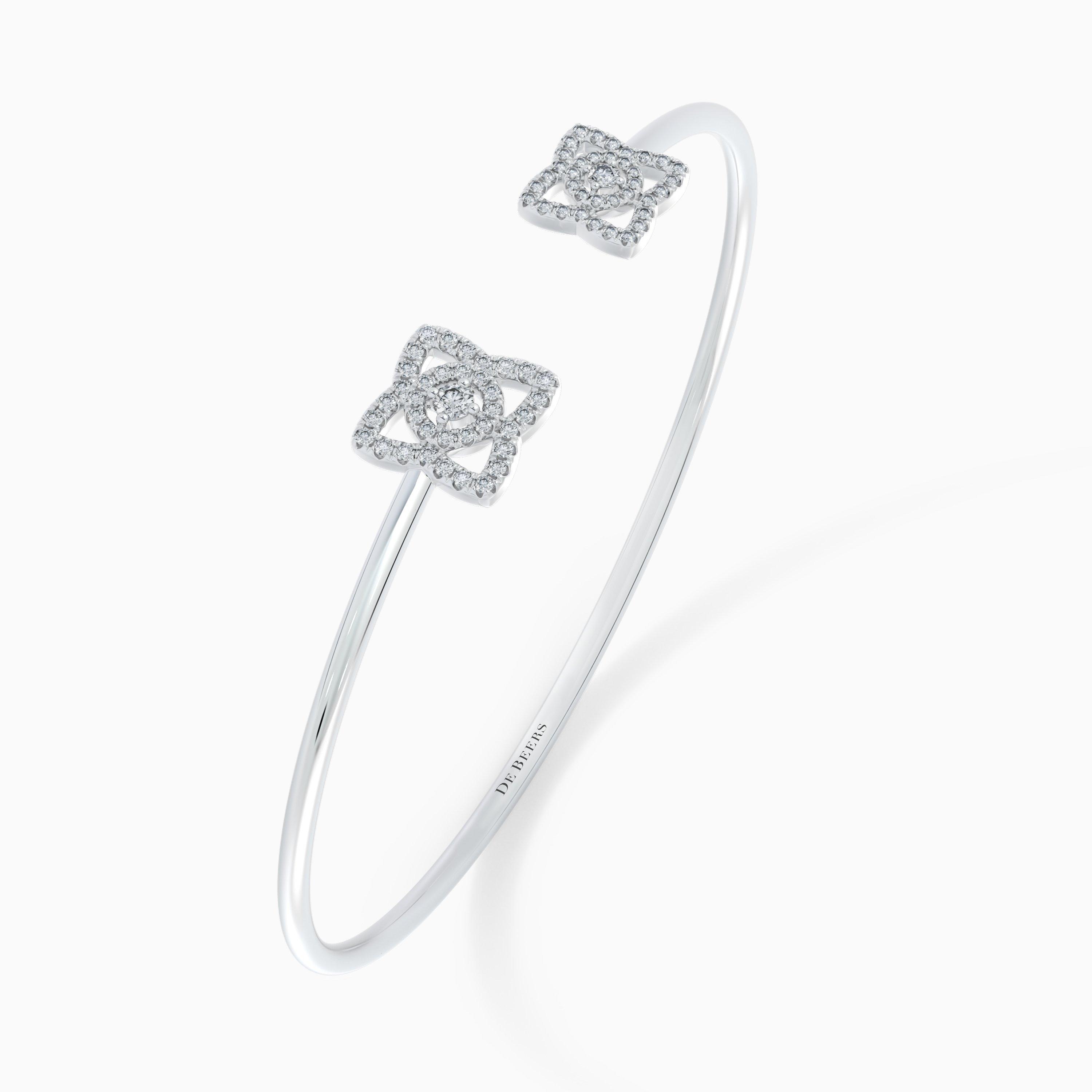 Enchanted Lotus Open Bangle in White Gold, image 2