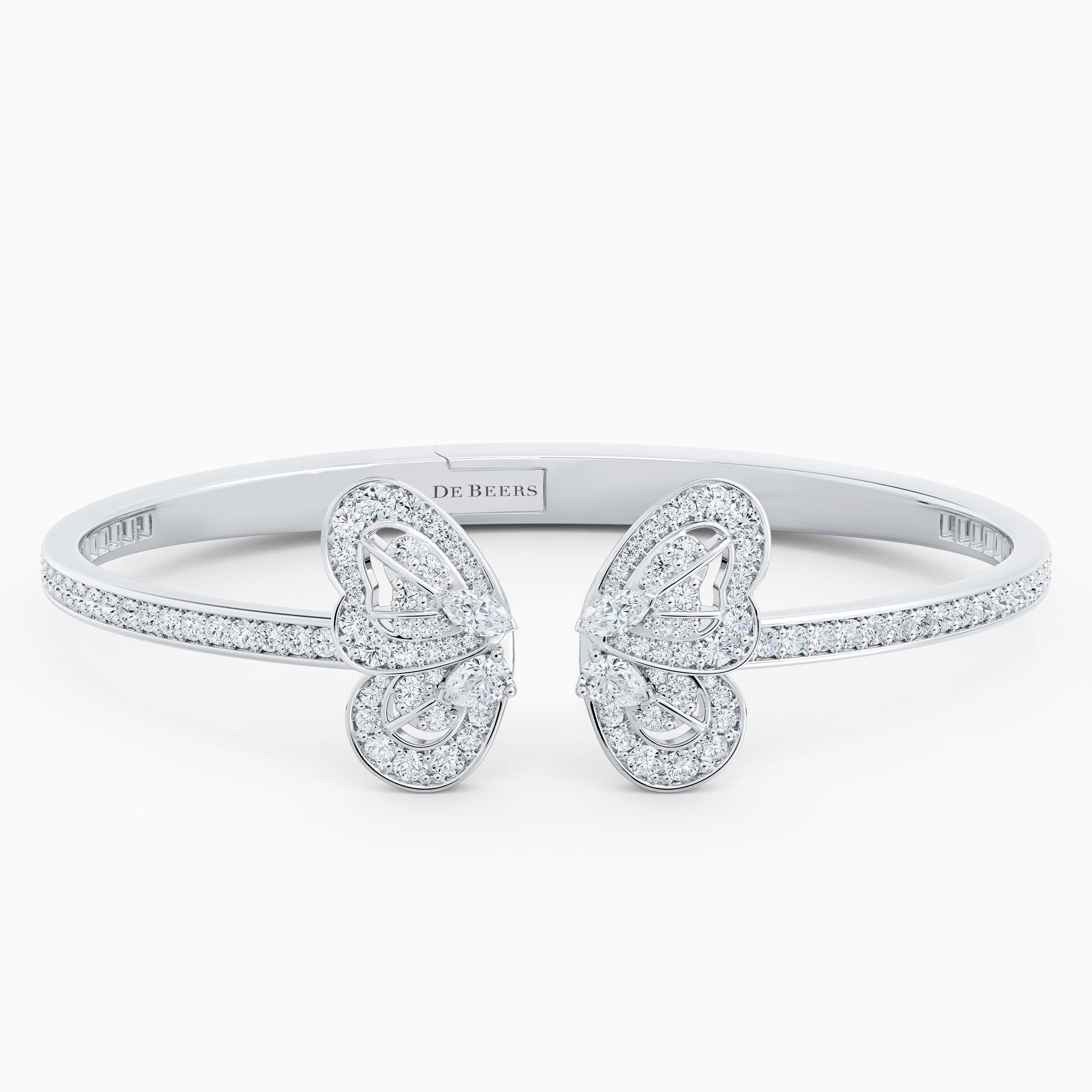 Portraits of Nature Open Bangle in White Gold with Diamonds, image 1