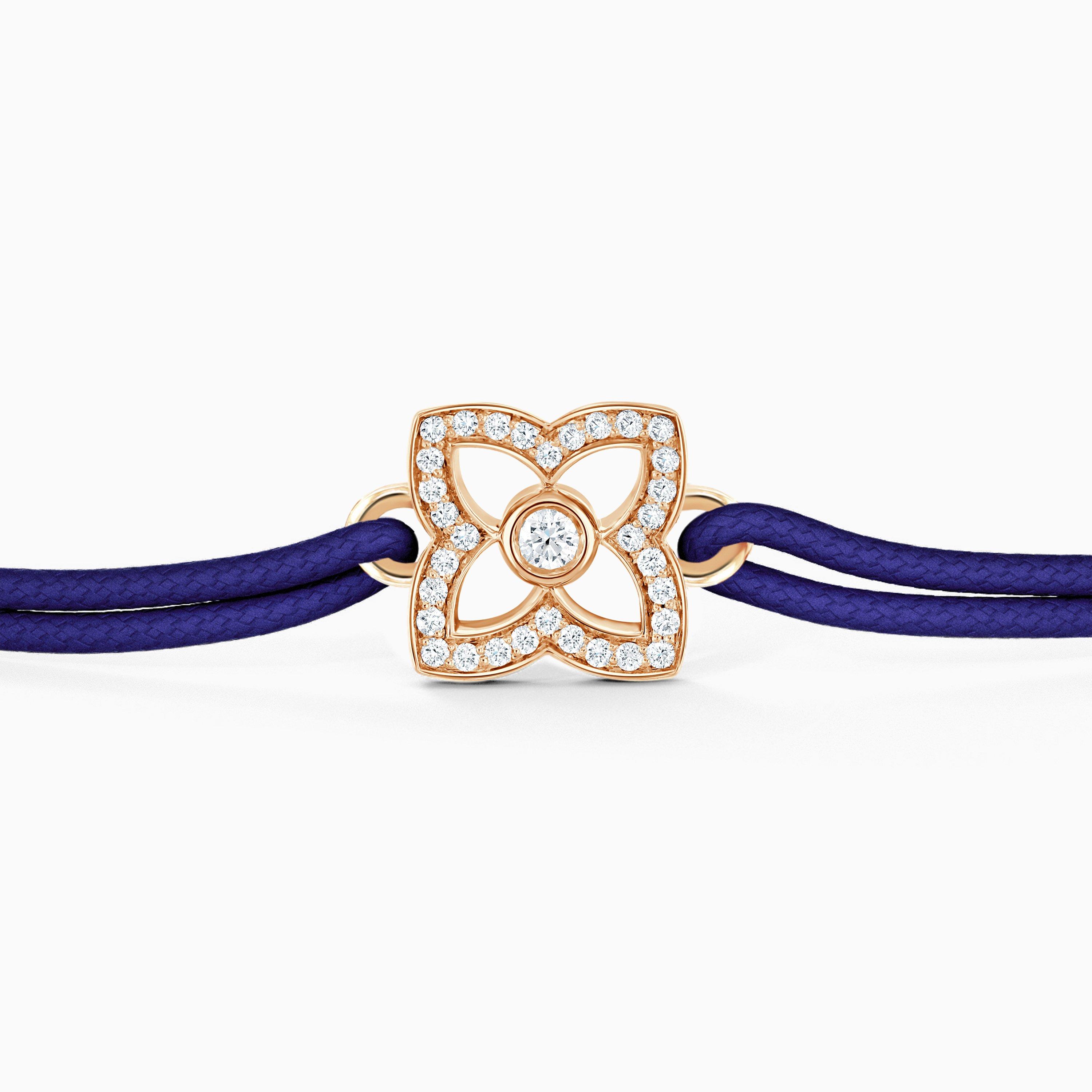Lotus by DE BEERS rose gold diamond bracelet on blue cord, image 2
