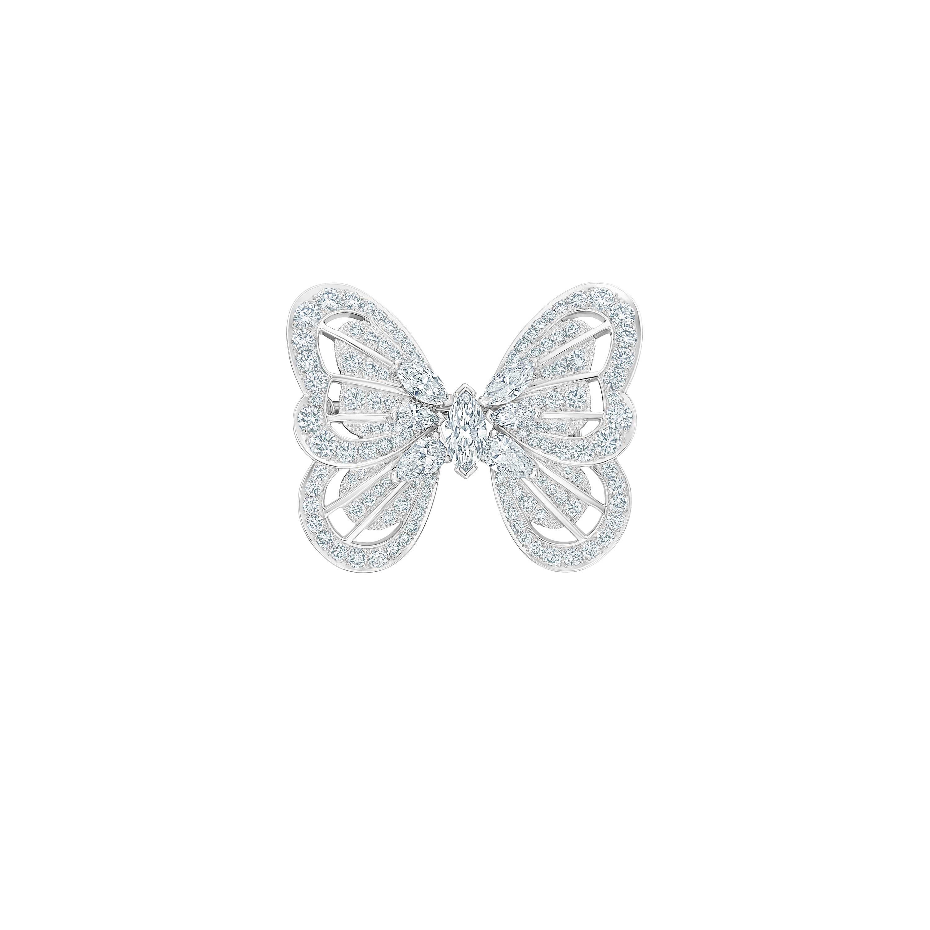 de Beers Jewellers 18kt White Gold portraits of Nature Butterfly Diamond Necklace - Silver