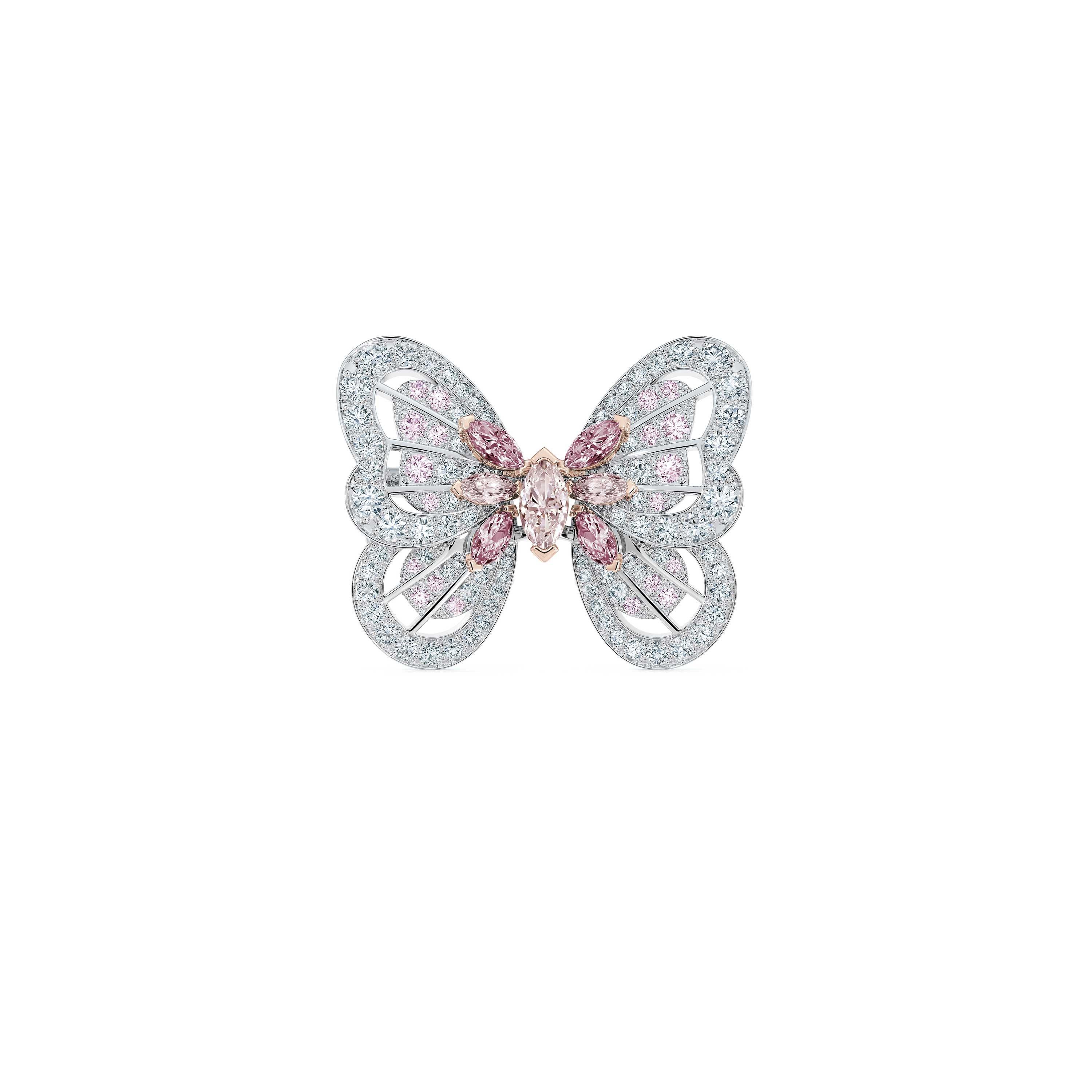 Broche Portraits of Nature Butterfly Diamants Roses