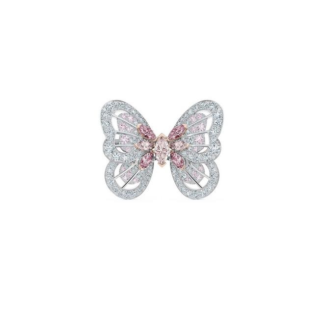 Broche Portraits of Nature butterfly diamants roses