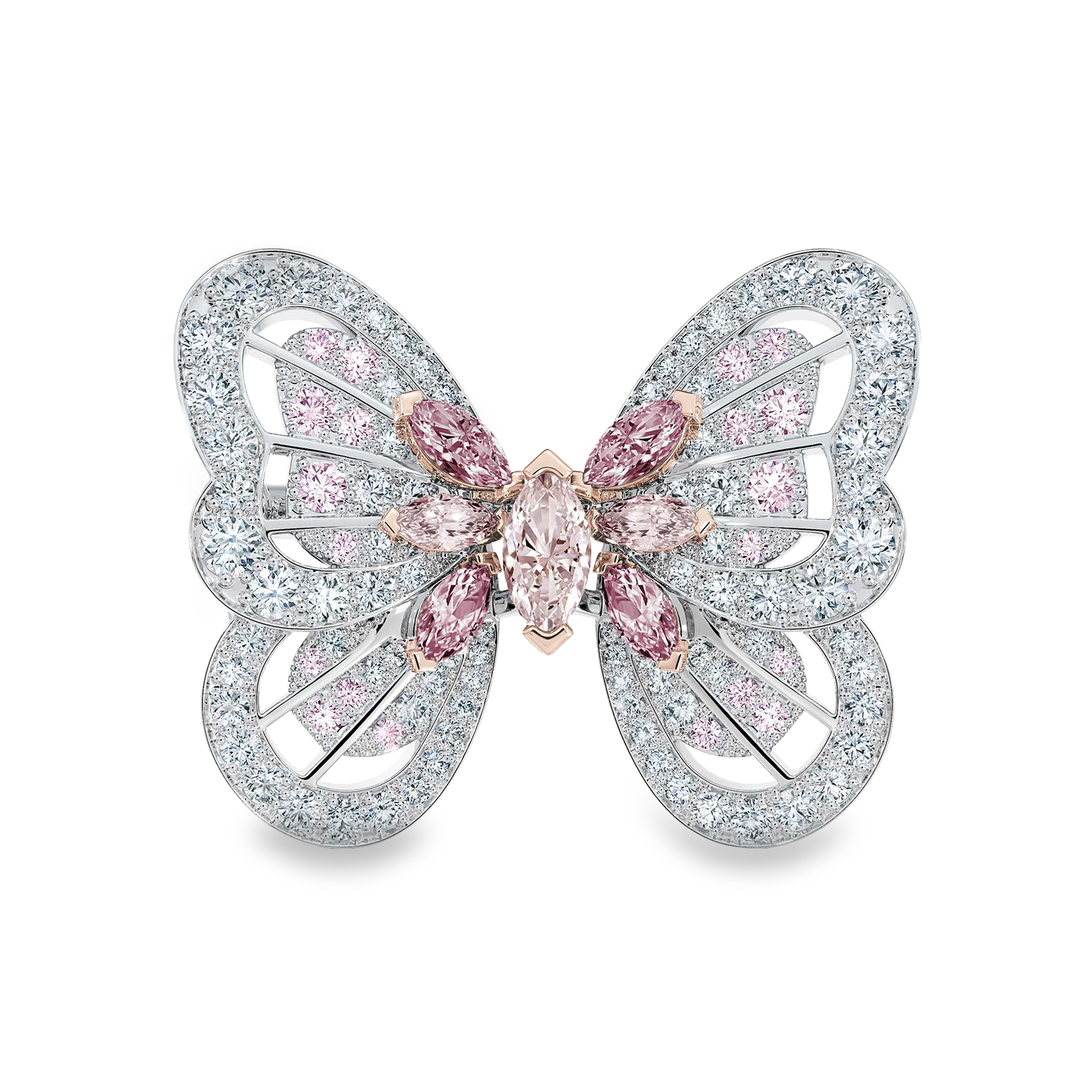 Broche Portraits of Nature Butterfly Diamants Roses, image 1