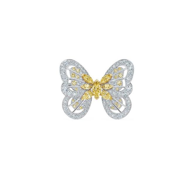 Broche Portraits of Nature butterfly diamants jaunes