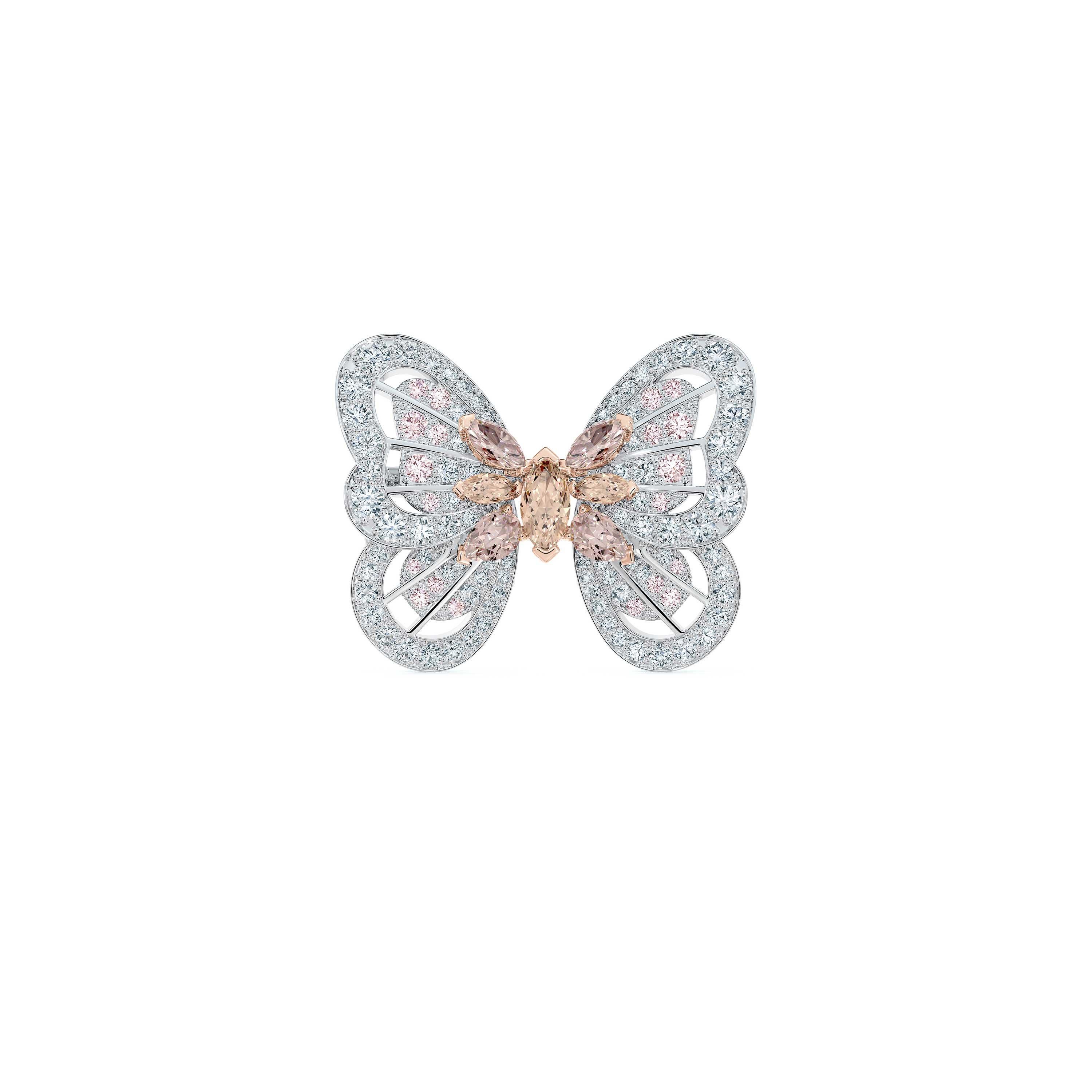 Fancy Pinkish Brown Portraits of Nature Butterfly Brooch, image 1