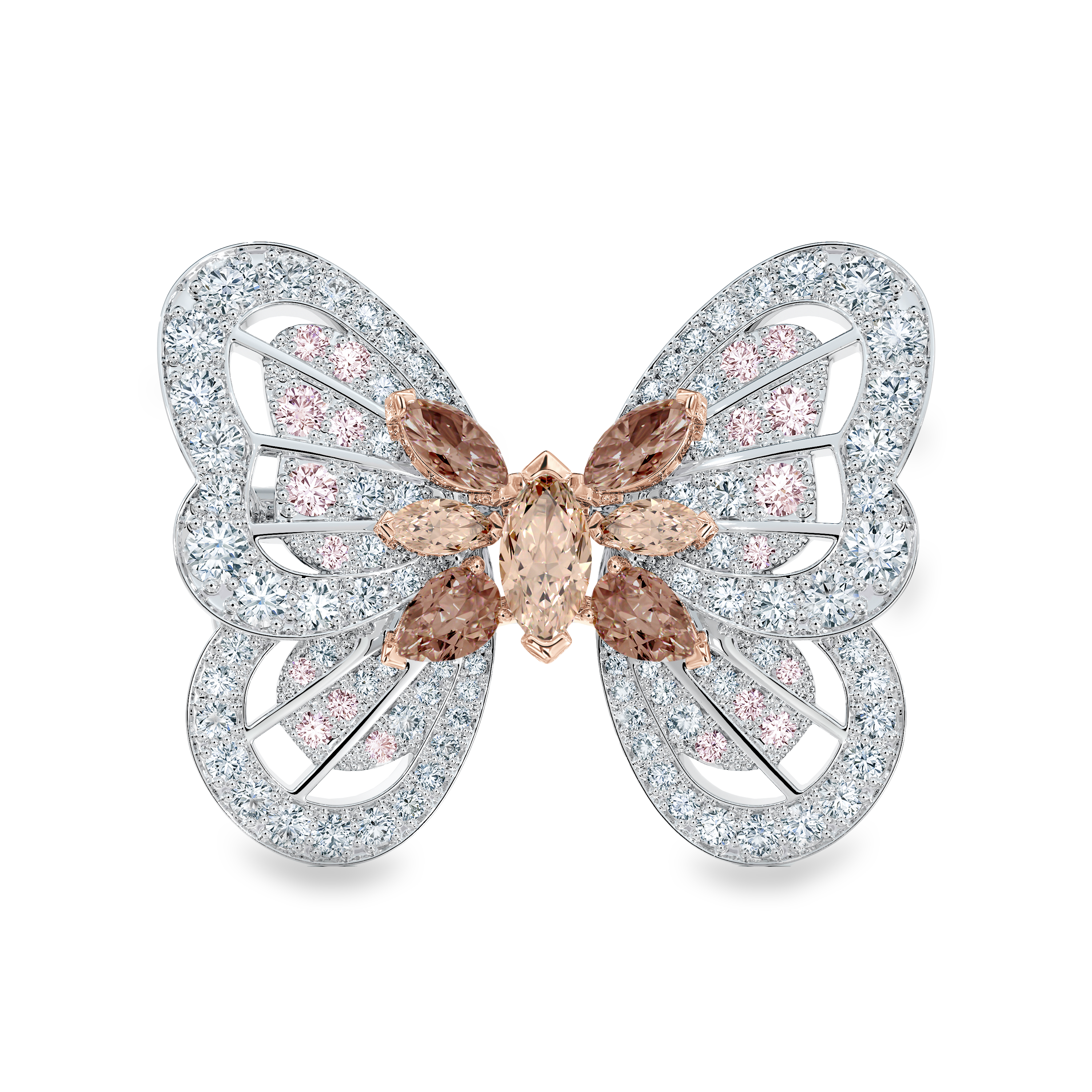 Broche Portraits of Nature Butterfly Diamants Brun Rosé, image 1