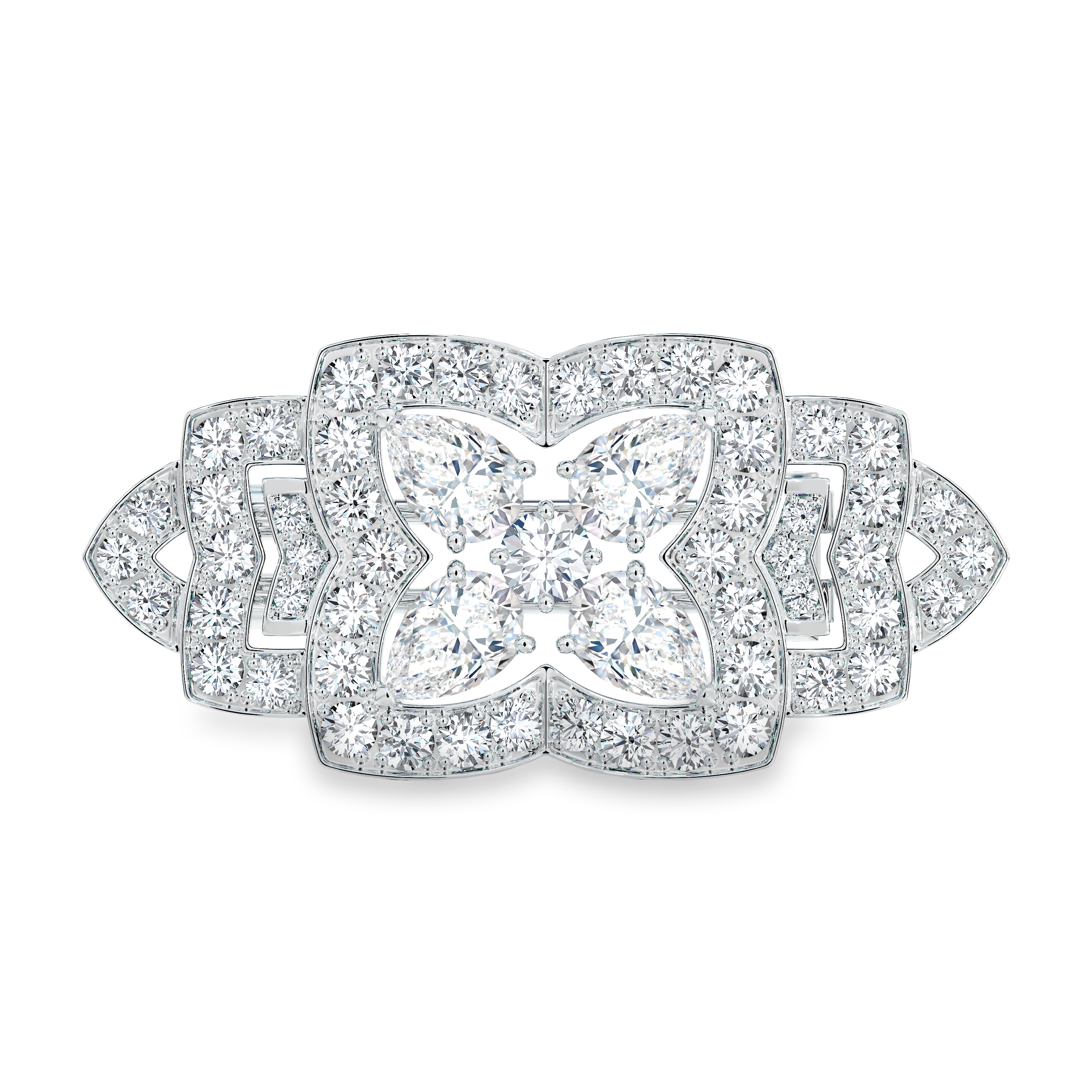 Lotus by DE BEERS brooch in white gold, image 1