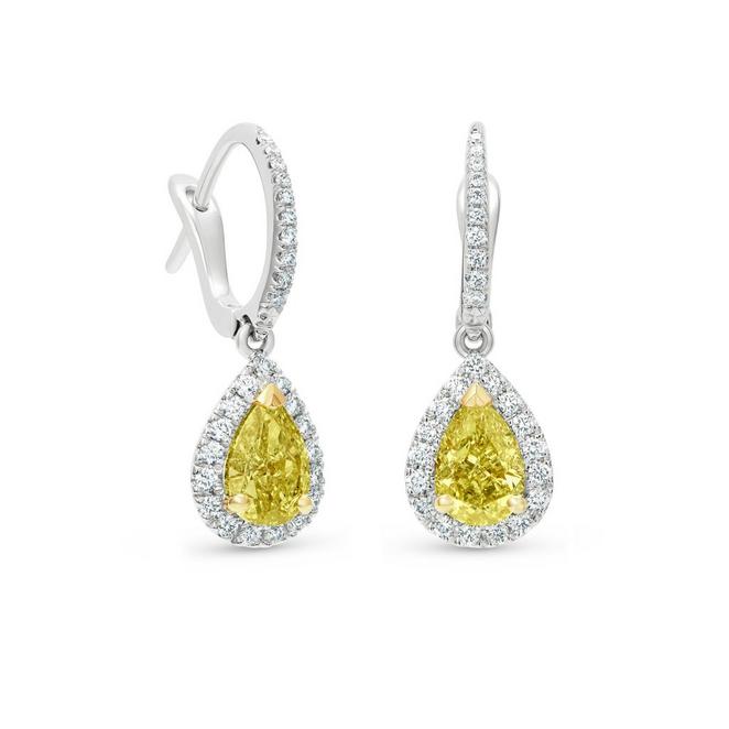 Aura fancy yellow pear-shaped diamond sleepers