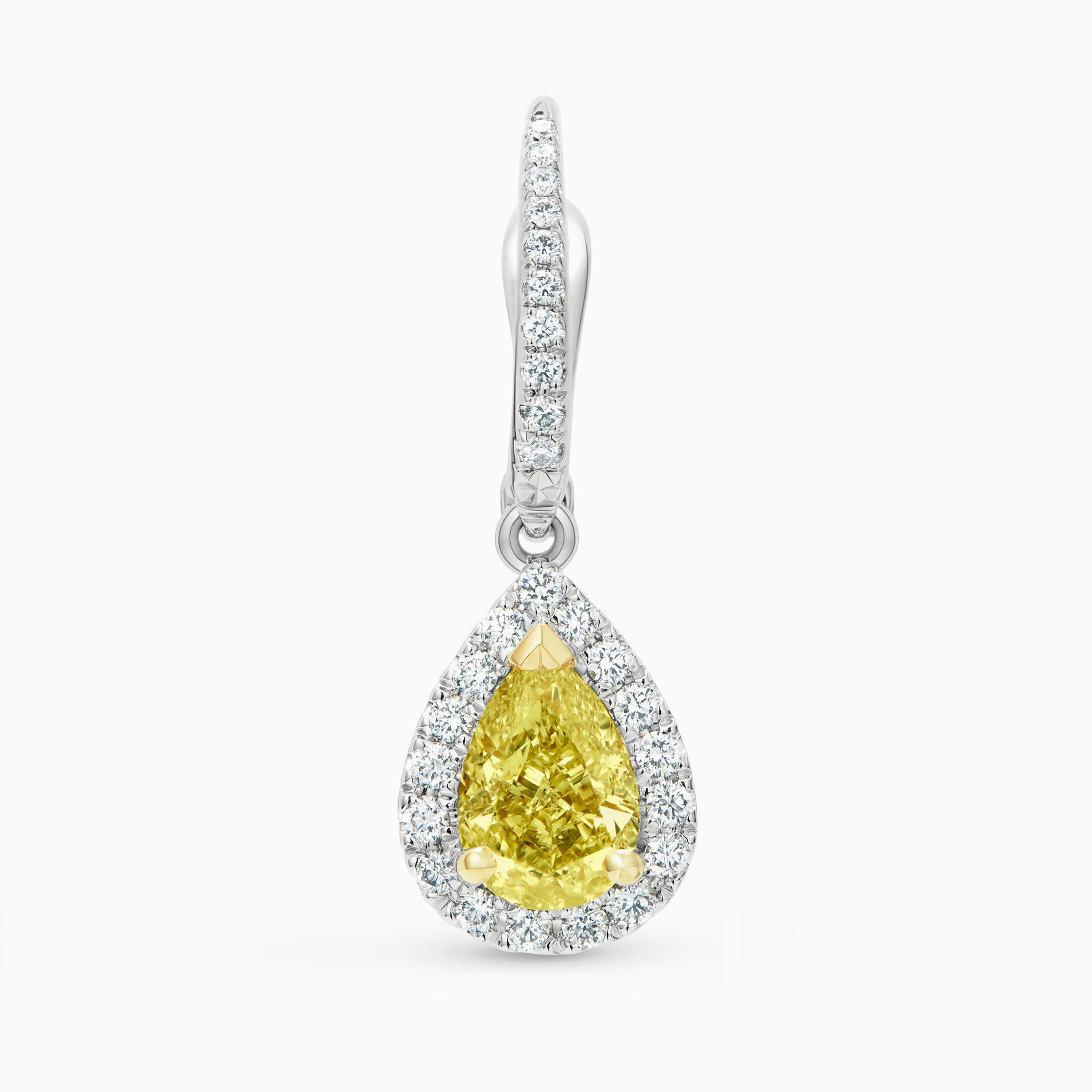Boucles D'oreilles Aura Diamants Jaunes Fancy Taille Poire, image 2