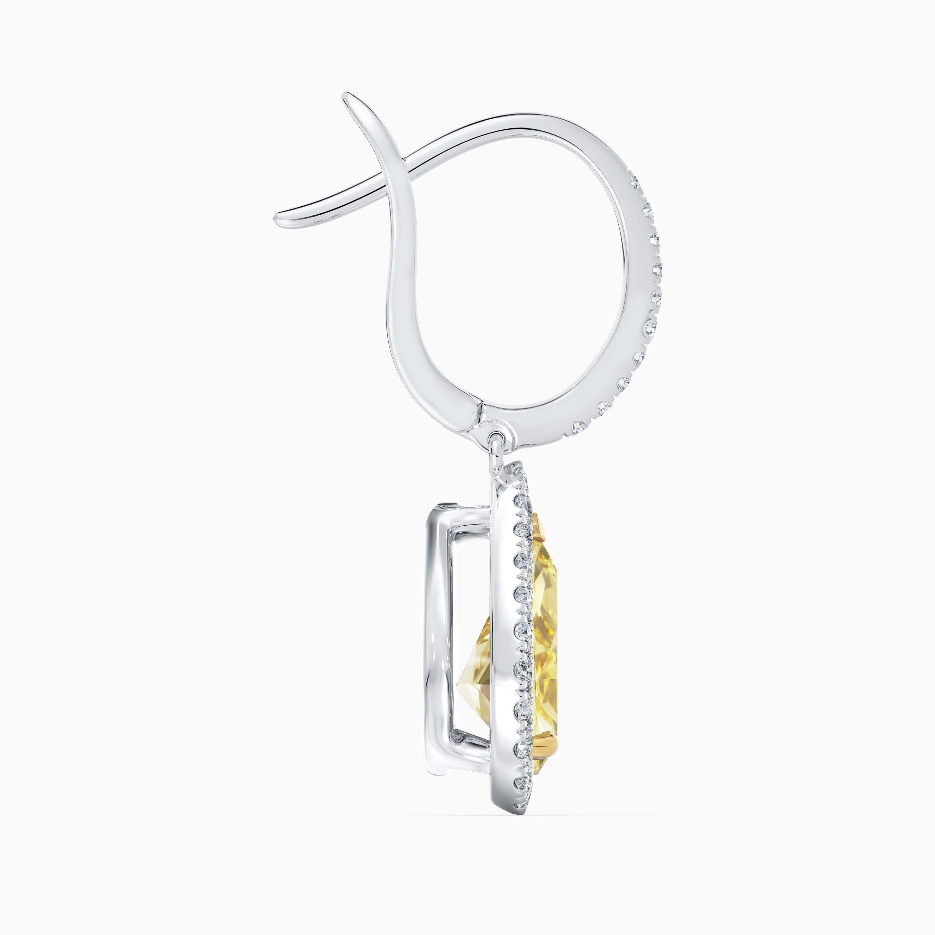 Boucles D'oreilles Aura Diamants Jaunes Fancy Taille Poire, image 4