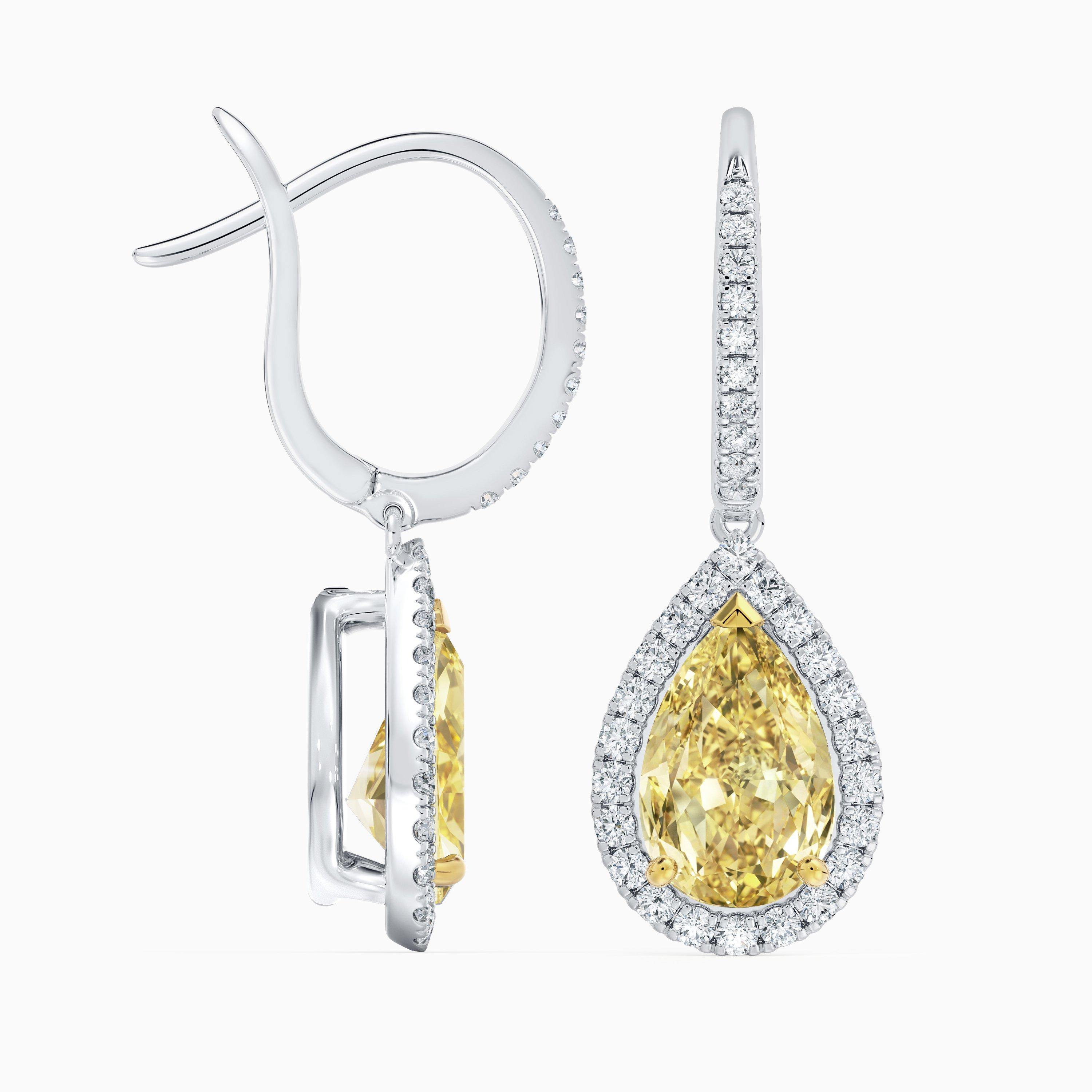 Boucles D'oreilles Aura Diamants Jaunes Fancy Taille Poire, image 5