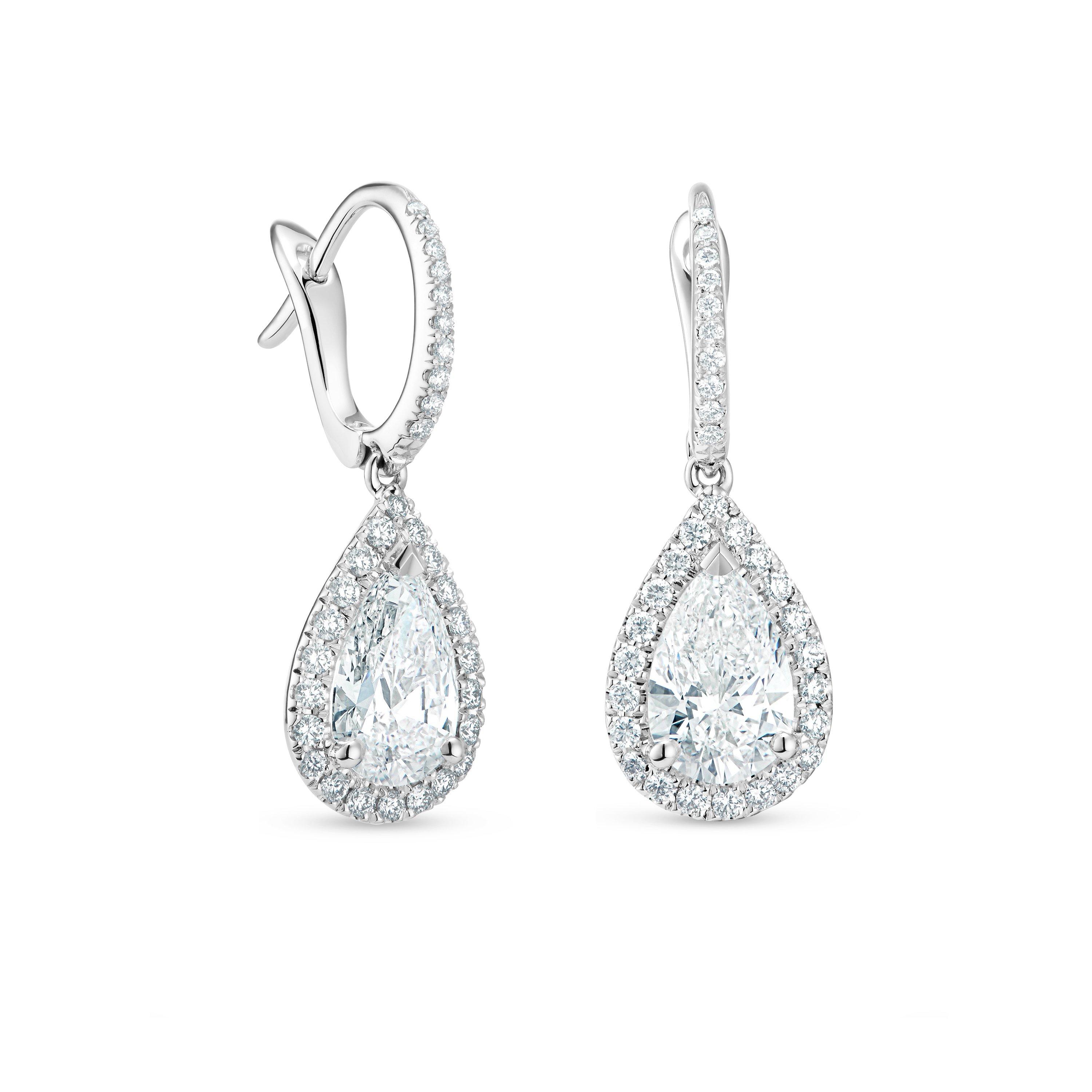 Debeers Aura Pear-shaped Diamond Sleepers In White