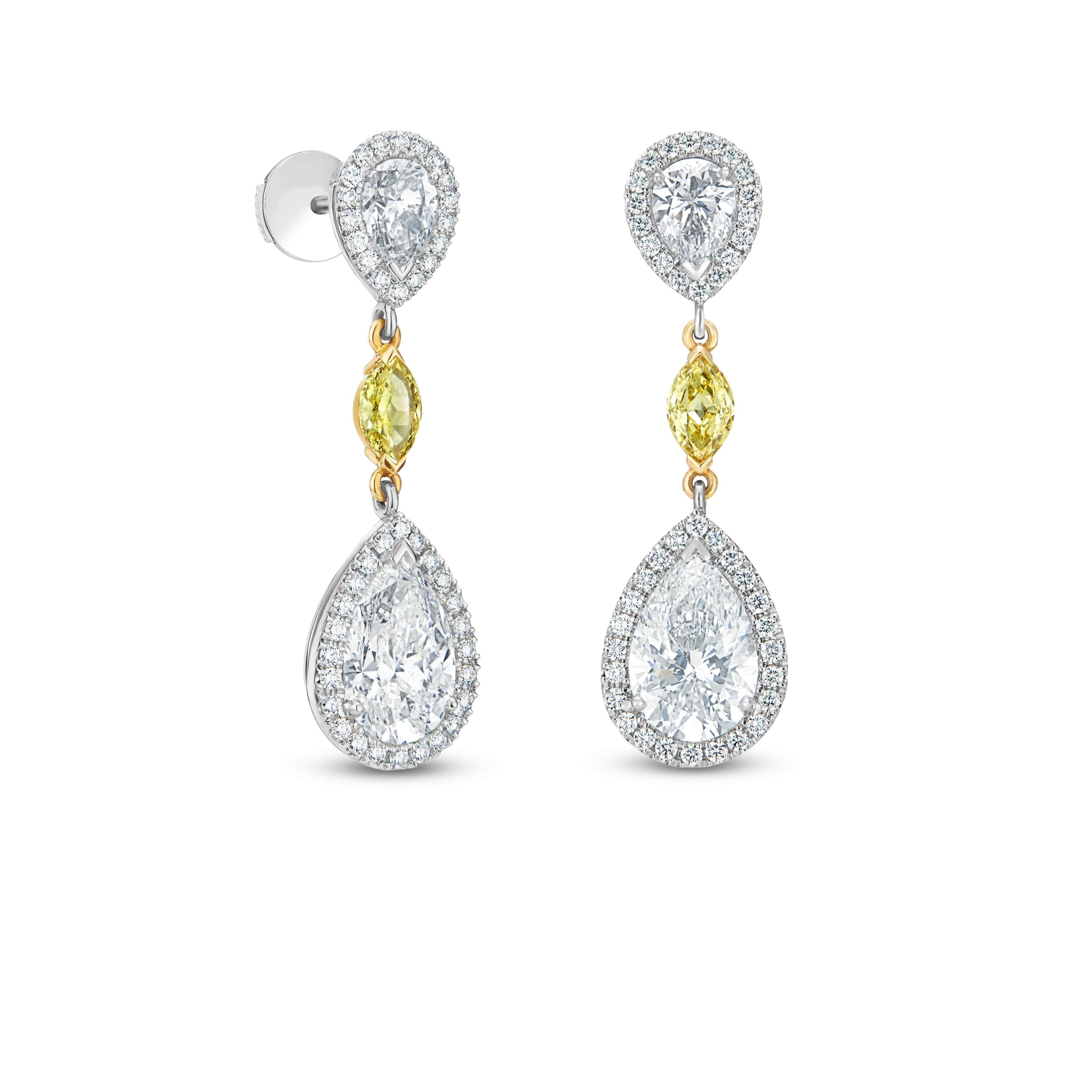 Aura pear-shaped diamond earrings, image 1