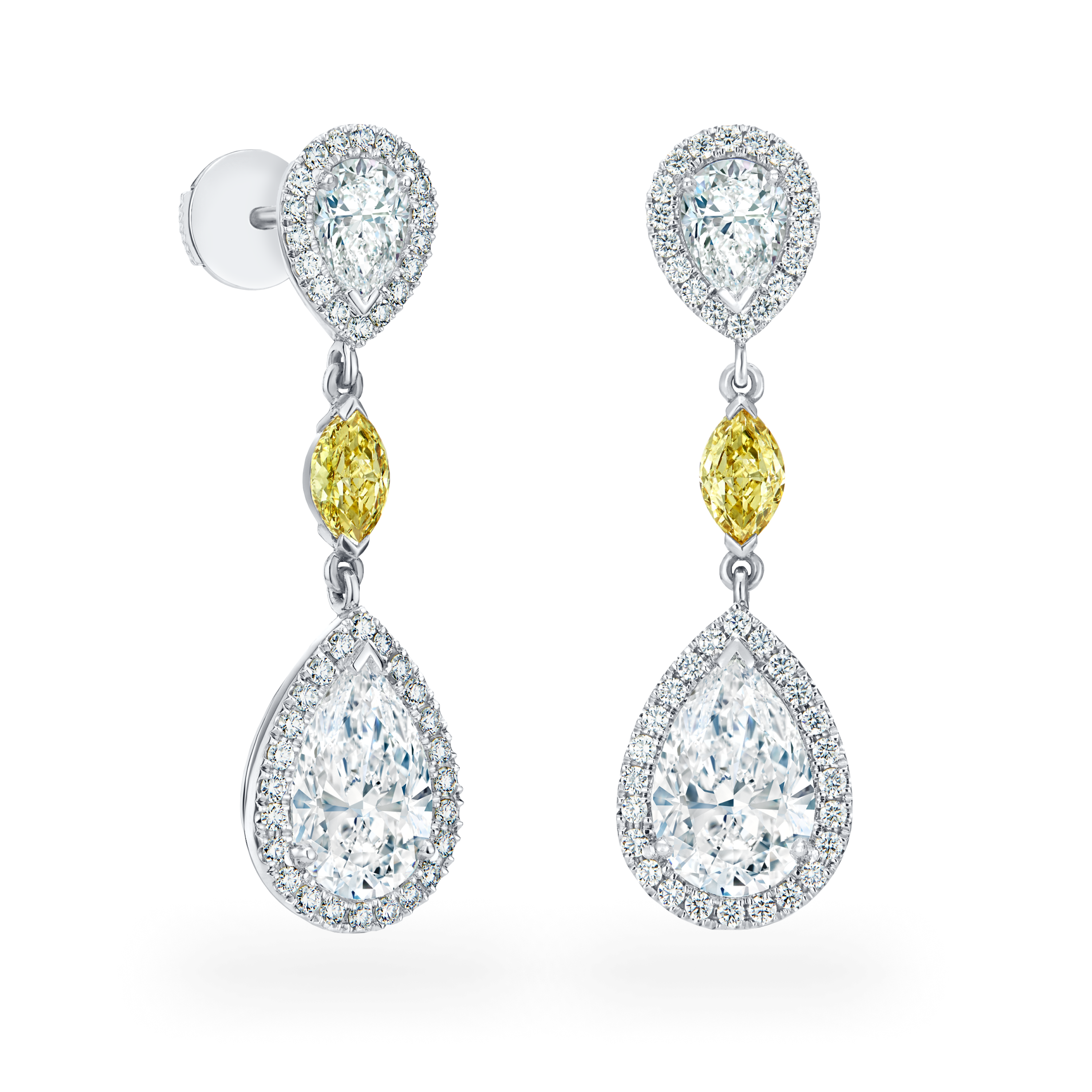 Aura pear-shaped diamond earrings, image 1