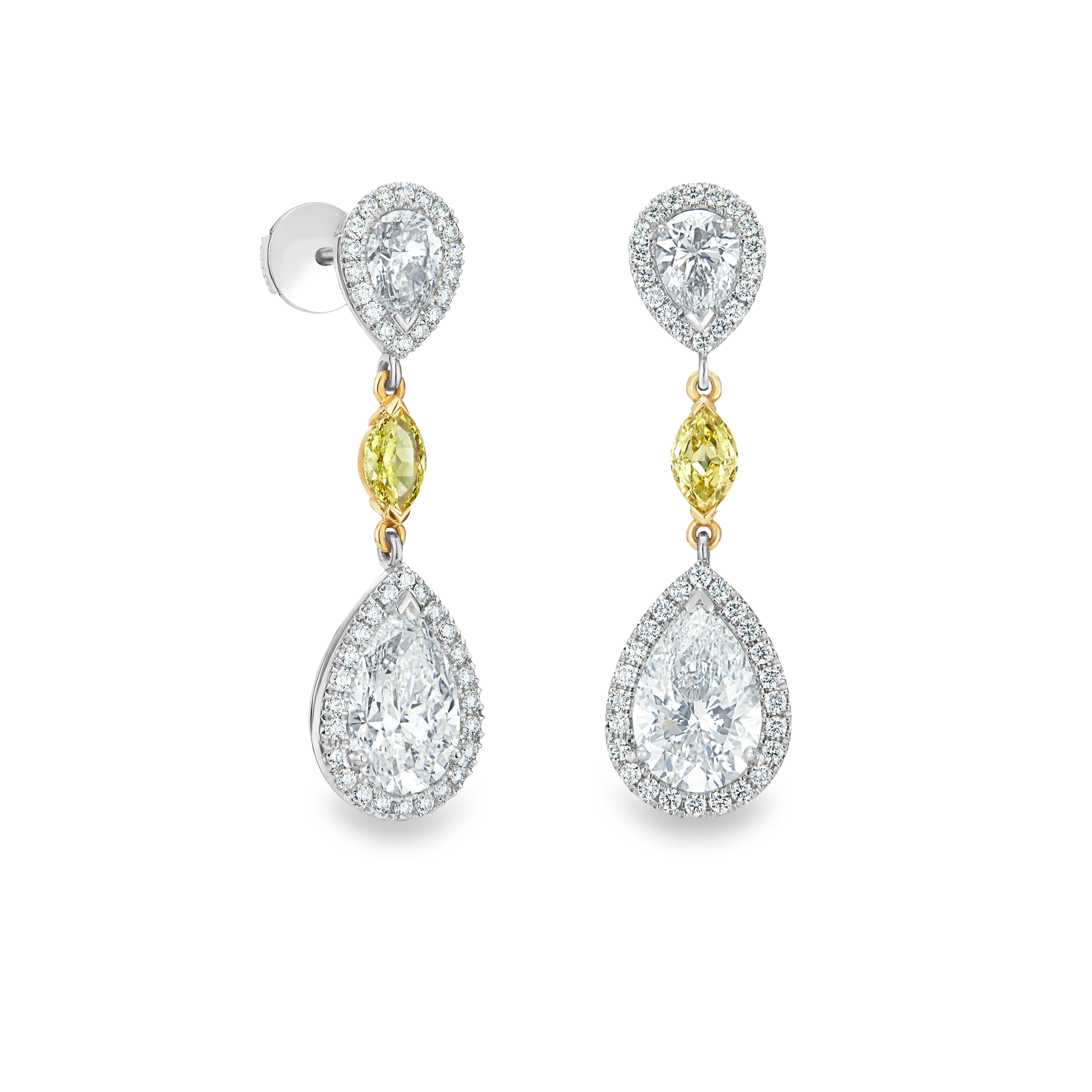 Aura pear-shaped diamond earrings, image 1