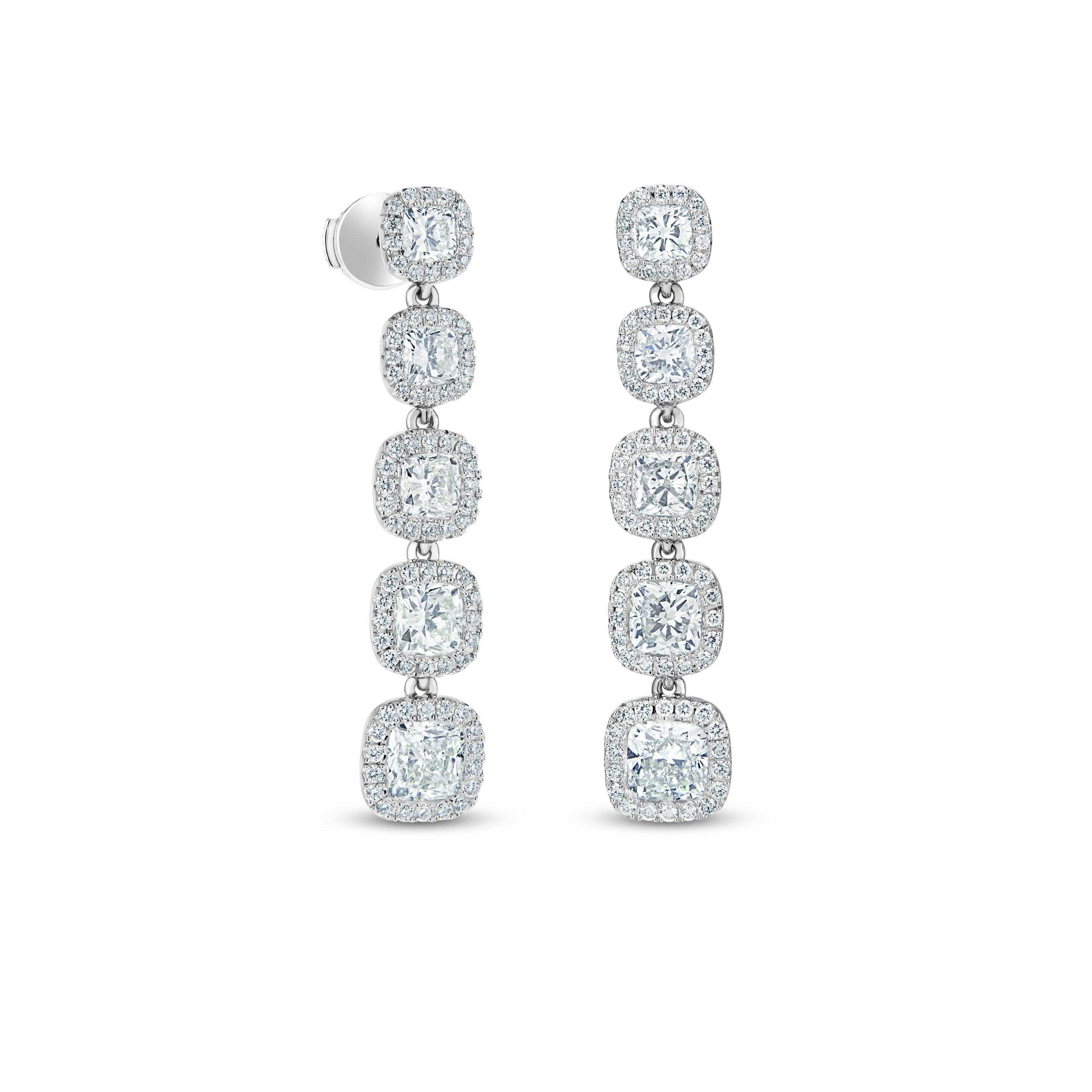 Aura five cushion-cut diamond earrings, image 1