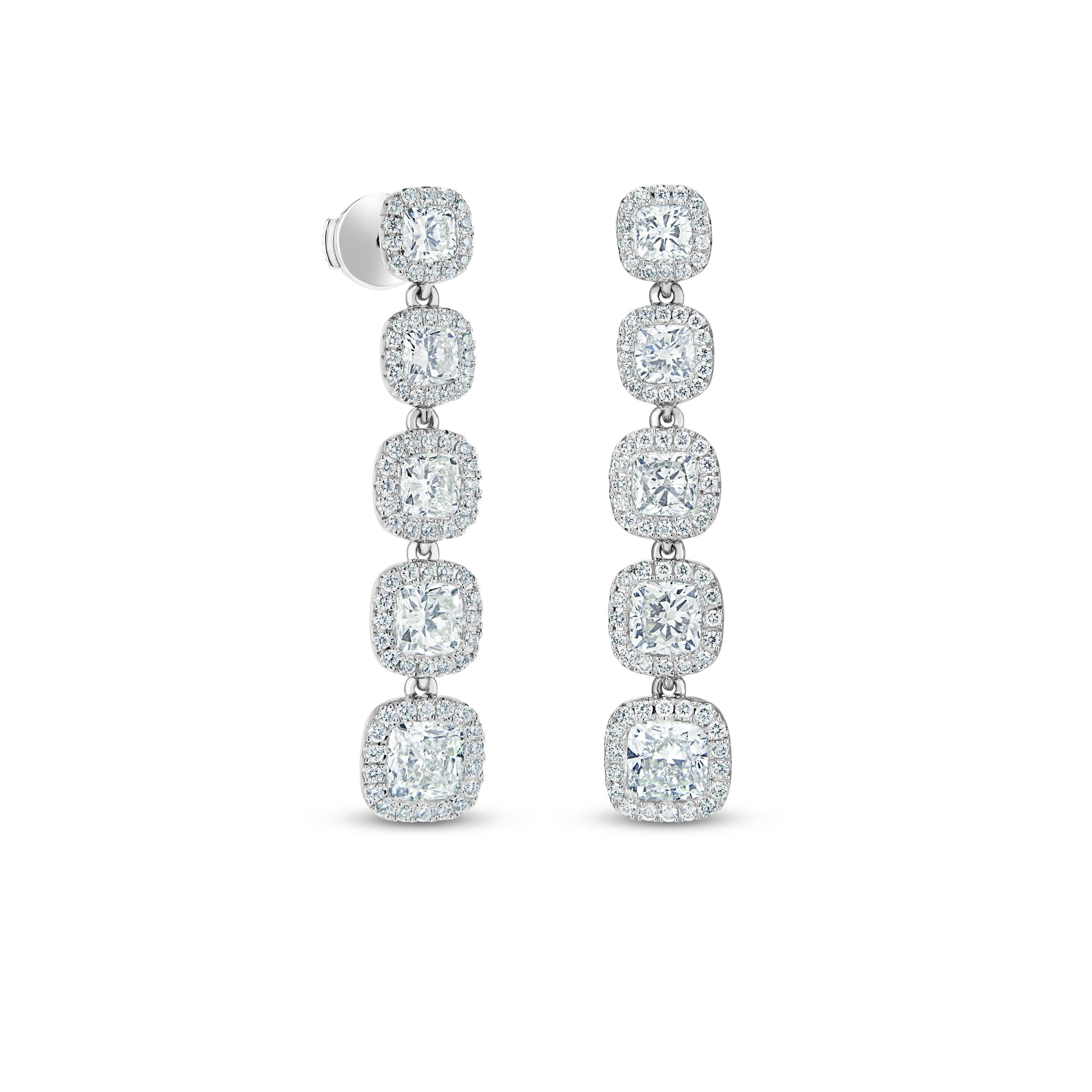 Aura Five Cushion-Cut Diamond Earrings | De Beers US