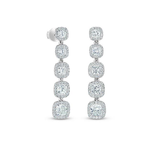 Aura five cushion-cut diamond earrings