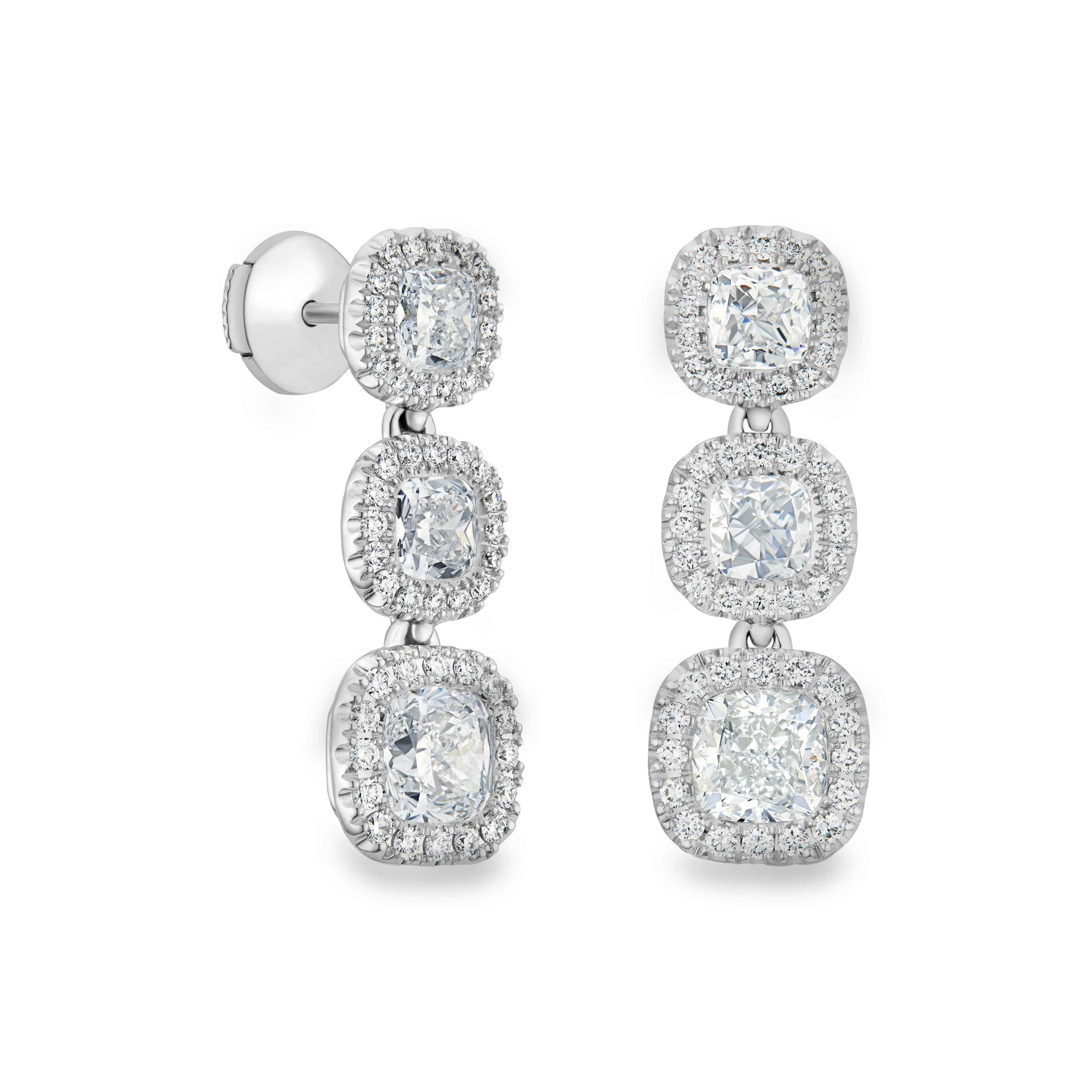 Aura three cushion-cut diamond earrings Aura three cushion-cut diamond earrings, image 1
