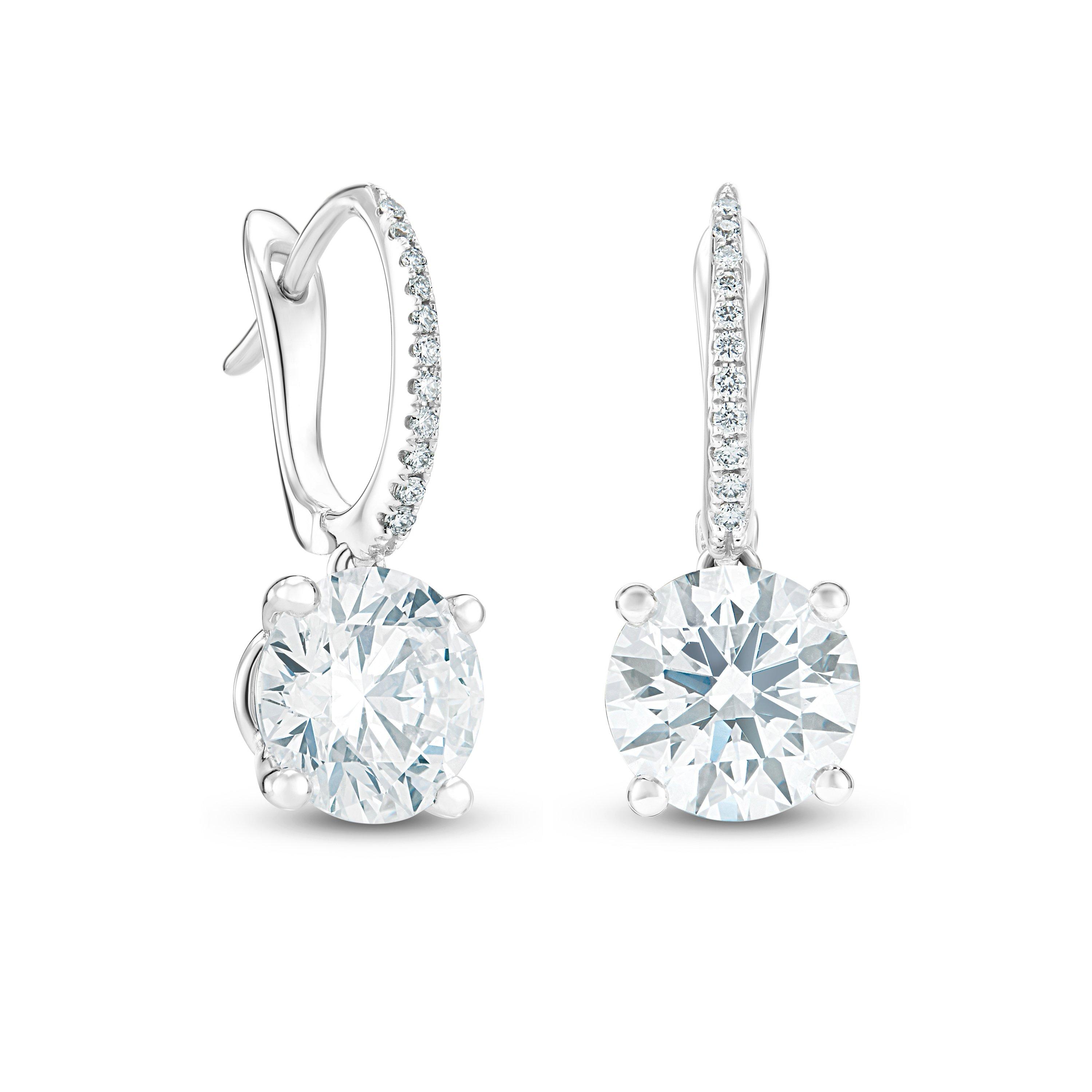 DB Classic High Jewellery white gold round diamond drop pave earrings, image 1