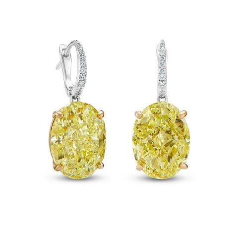 Boucles d'oreilles DB Classic diamants jaunes fancy intense taille ovale