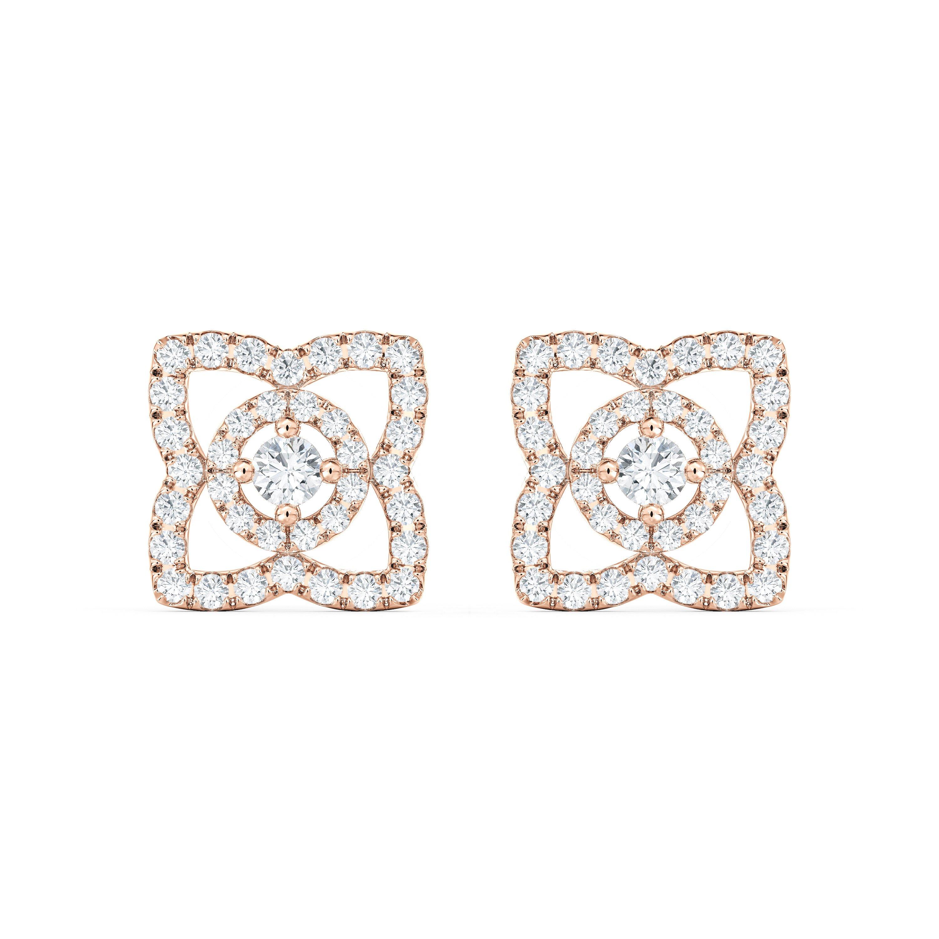 Stylish Rose Gold Diamond Earrings 18K Rose Gold