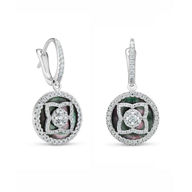 Enchanted Lotus sleepers in white gold and mother-of-pearl
