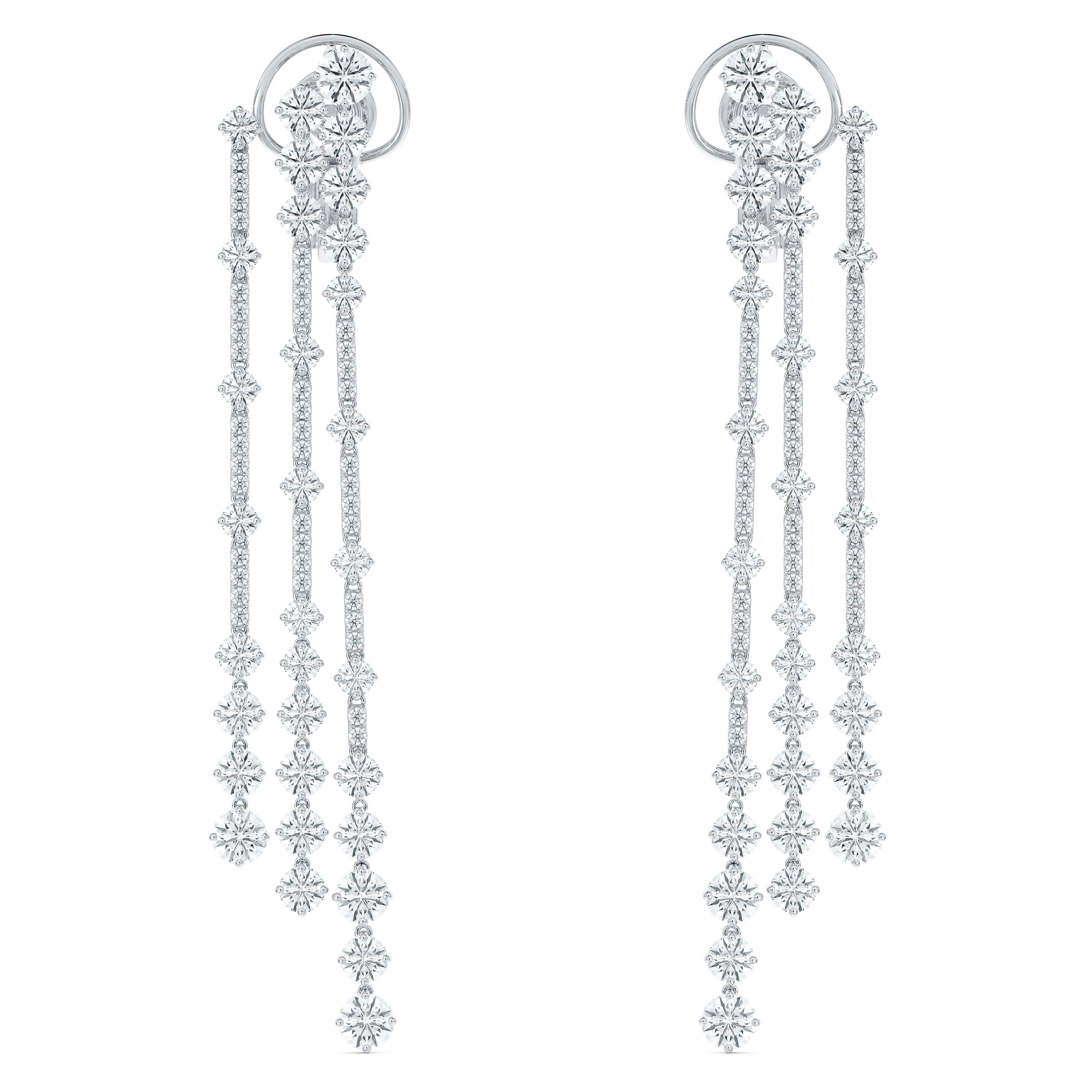 Boucles D'oreilles Arpeggia Trois Rangs en Or Blanc, image 1