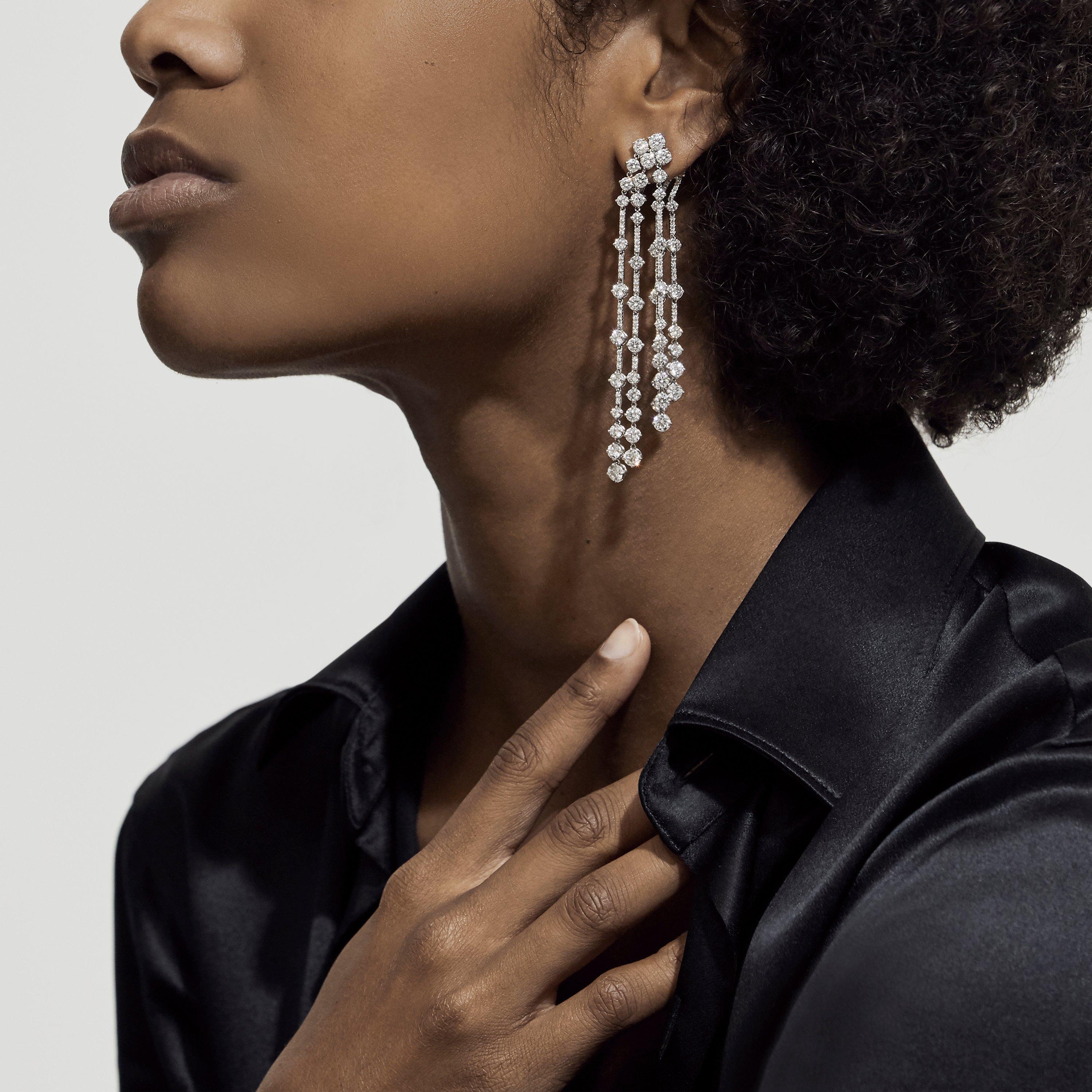 Arpeggia five line earrings in white gold De Beers UK