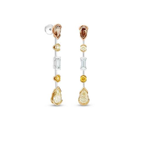 Swan Lake earrings in white, pink and yellow gold