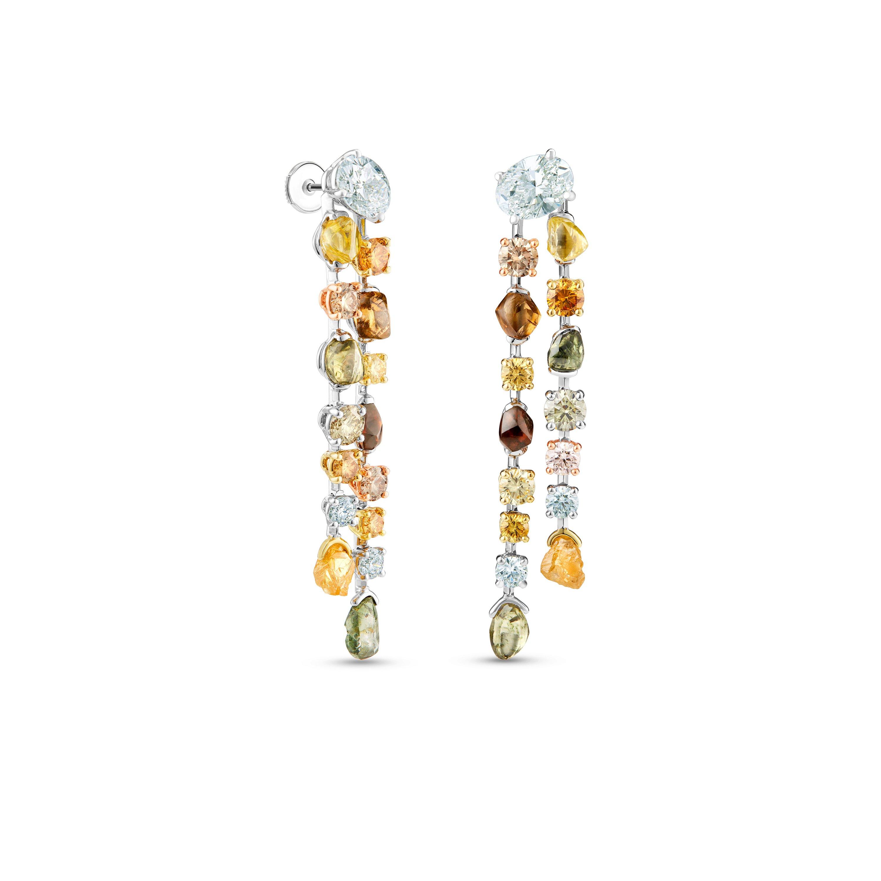 Boucles D'oreilles Talisman en Or Jaune et Platine